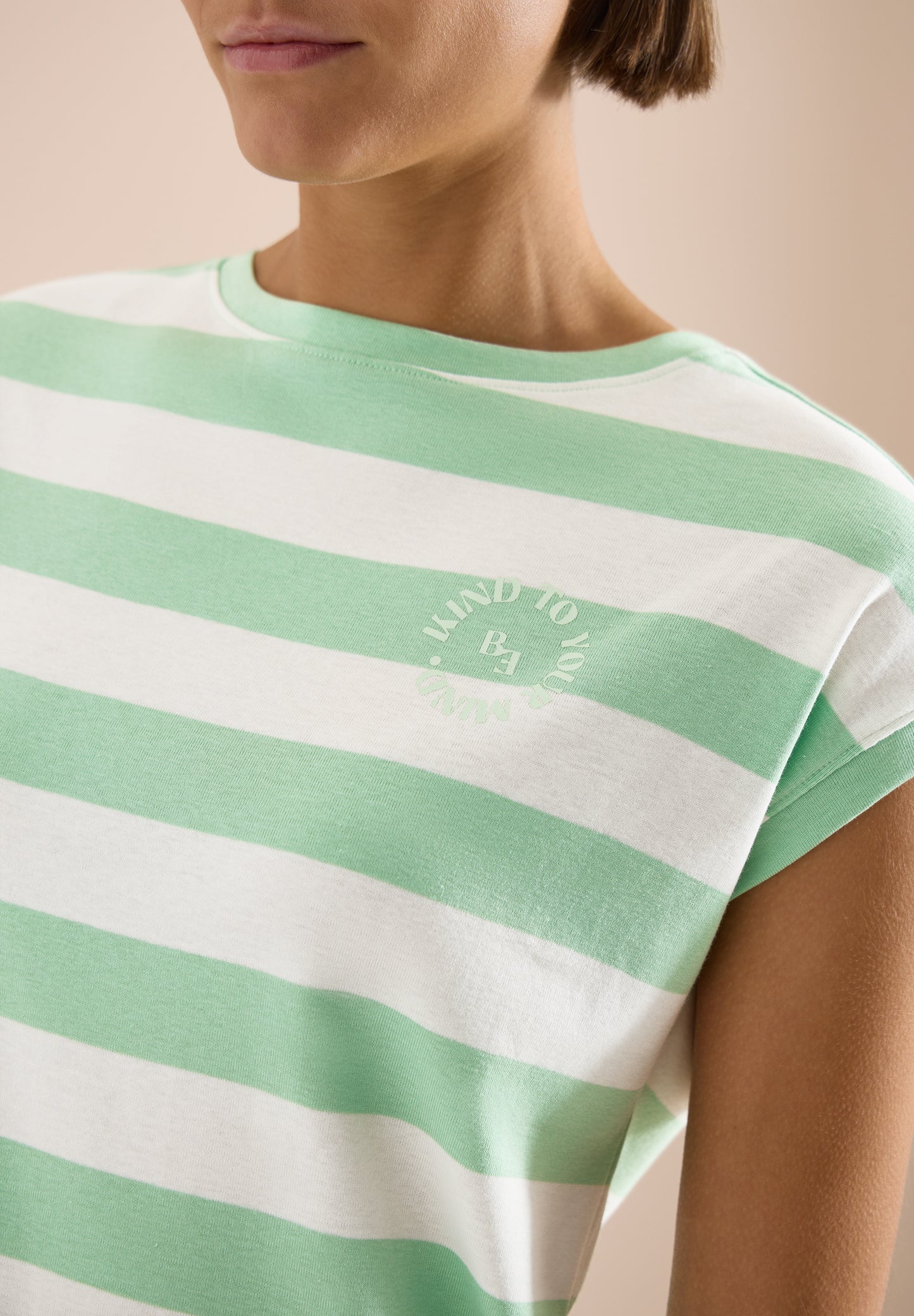 CECIL - T-Shirt mit Streifen und Printdetail - Farbe: juicy lime