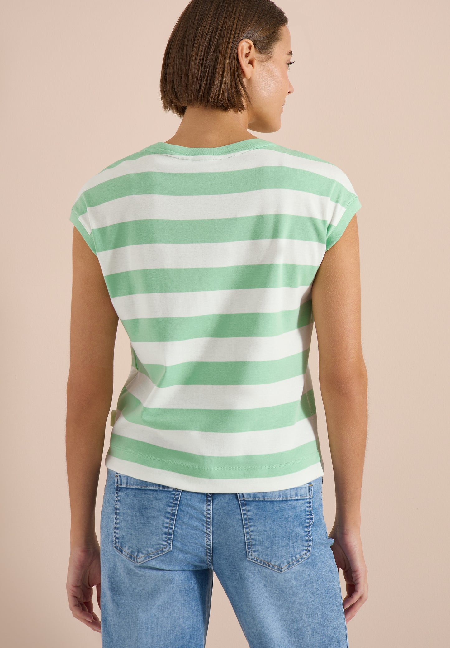 CECIL - T-Shirt mit Streifen und Printdetail - Farbe: juicy lime