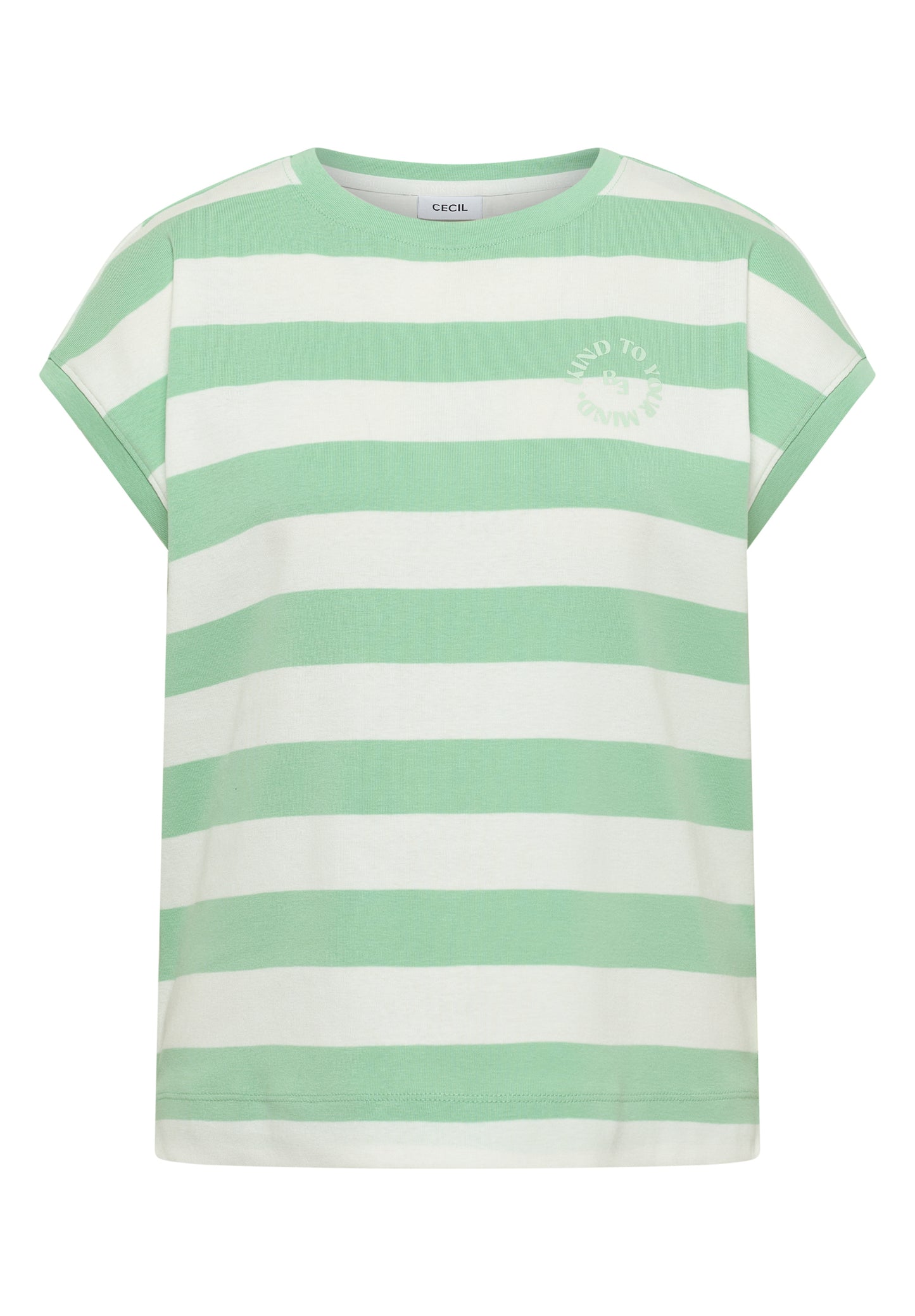 CECIL - T-Shirt mit Streifen und Printdetail - Farbe: juicy lime