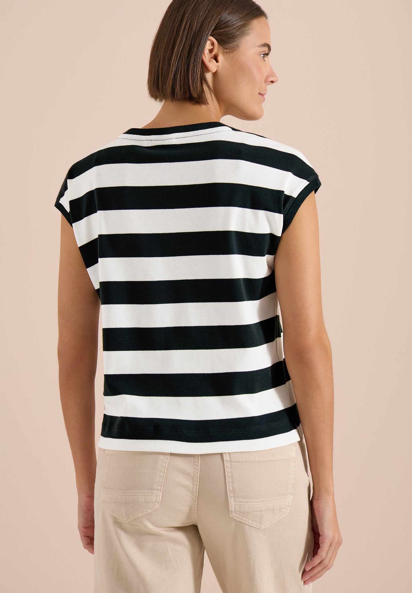 CECIL - T-Shirt mit Streifen und Printdetail - Farbe: palm breeze green