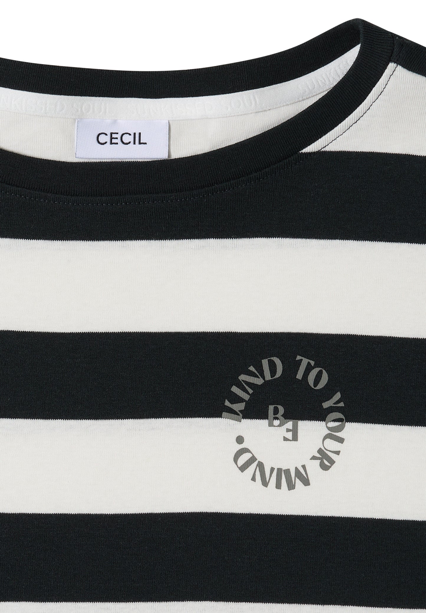 CECIL - T-Shirt mit Streifen und Printdetail - Farbe: palm breeze green