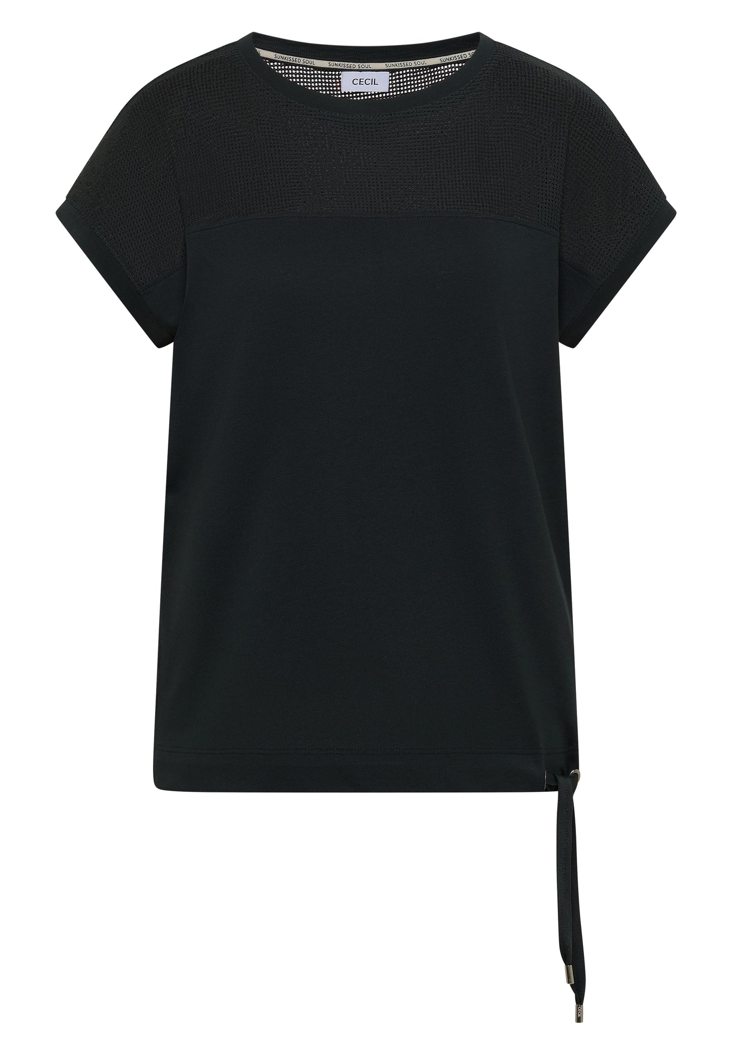 CECIL - T-Shirt mit Boatneck und Mesh-Einsatz - Farbe: palm breeze green