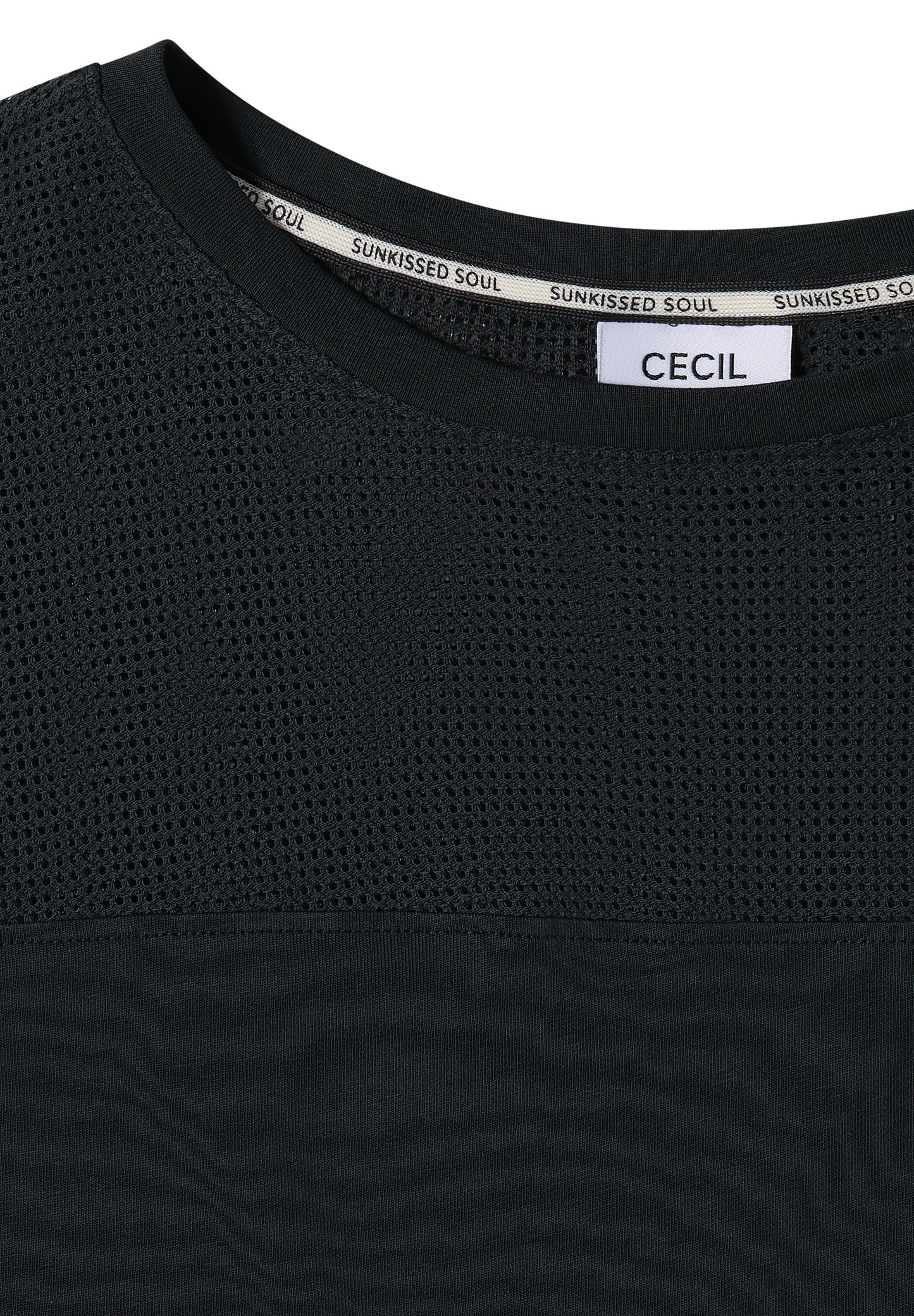 CECIL - T-Shirt mit Boatneck und Mesh-Einsatz - Farbe: palm breeze green