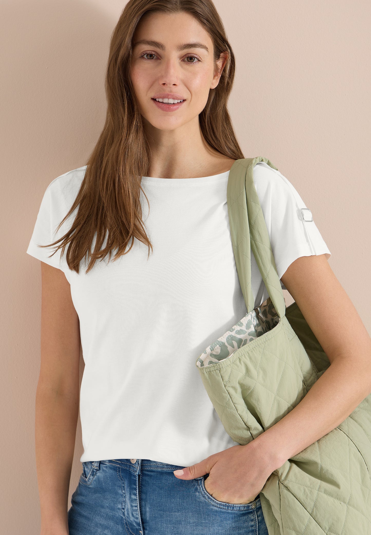CECIL - Kurzarm Shirt mit Schnallendetail - Farbe: vanilla white