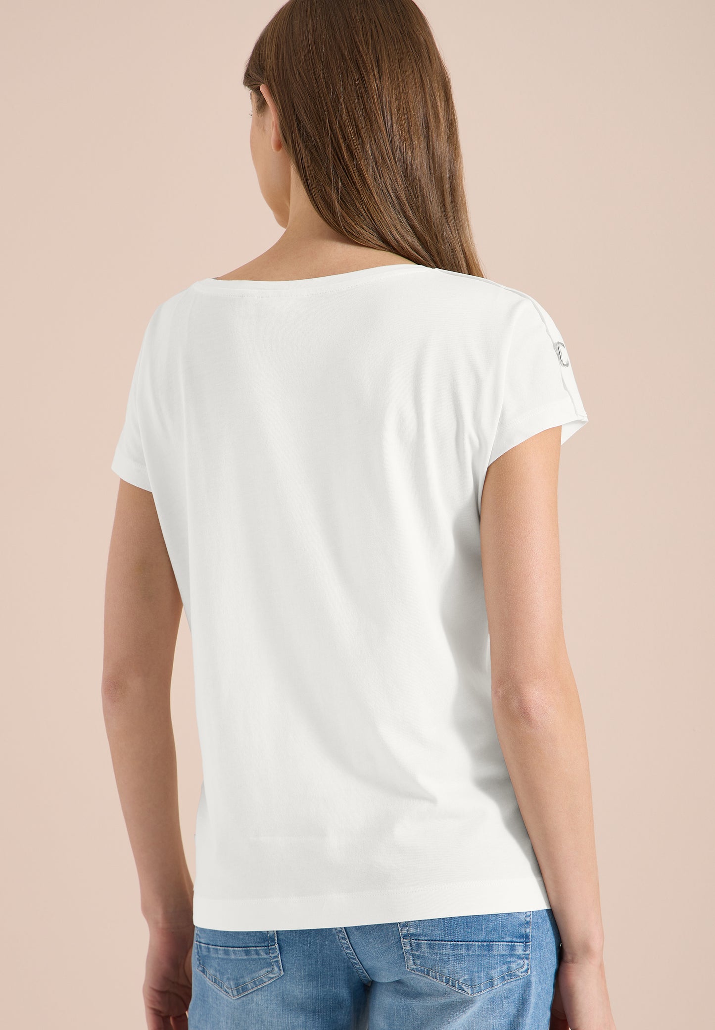 CECIL - Kurzarm Shirt mit Schnallendetail - Farbe: vanilla white
