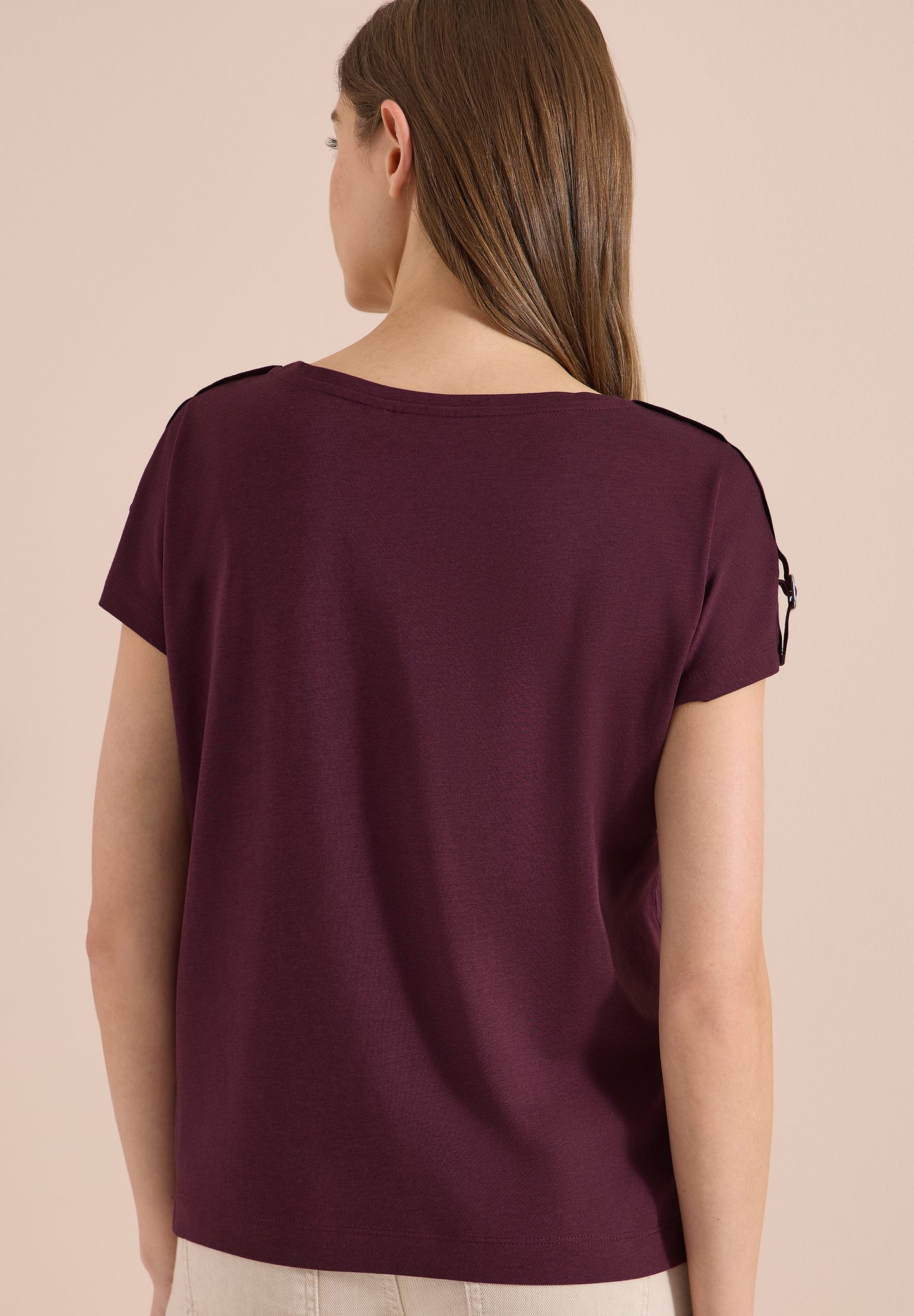 CECIL - Kurzarm Shirt mit Schnallendetail - Farbe: sweet grape red