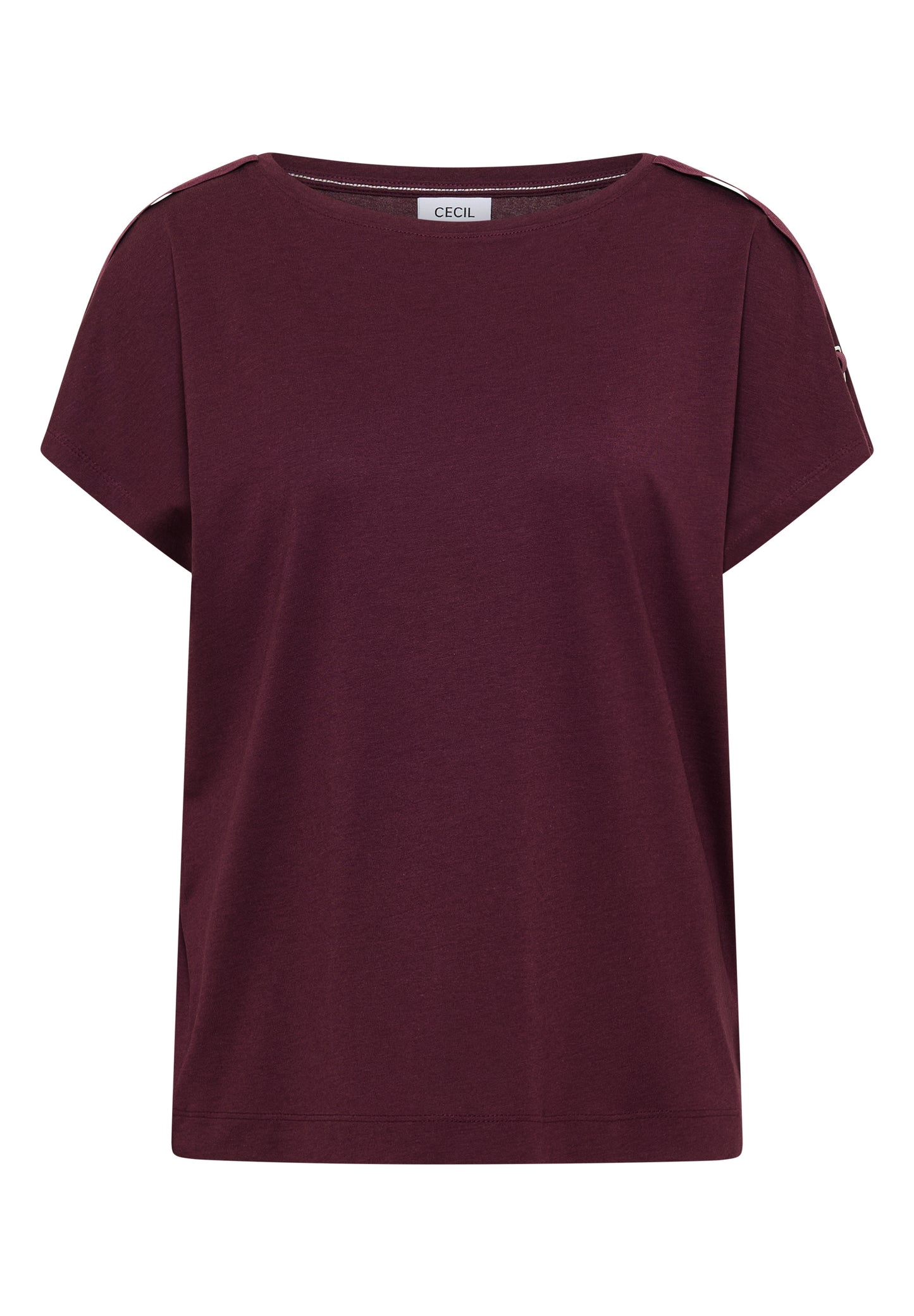 CECIL - Kurzarm Shirt mit Schnallendetail - Farbe: sweet grape red