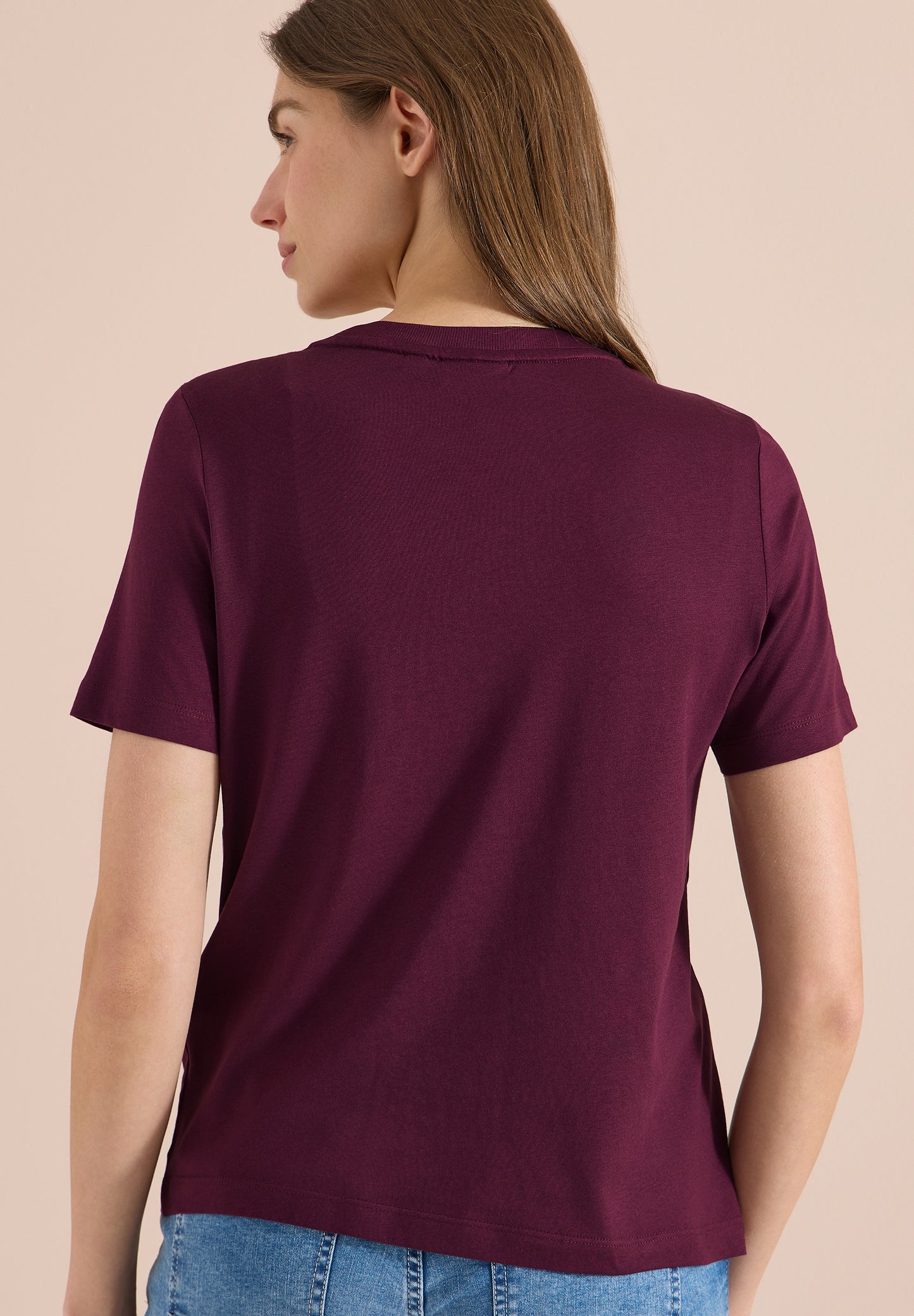CECIL - T-Shirt mit Rundhals und Artwork - Farbe: sweet grape red