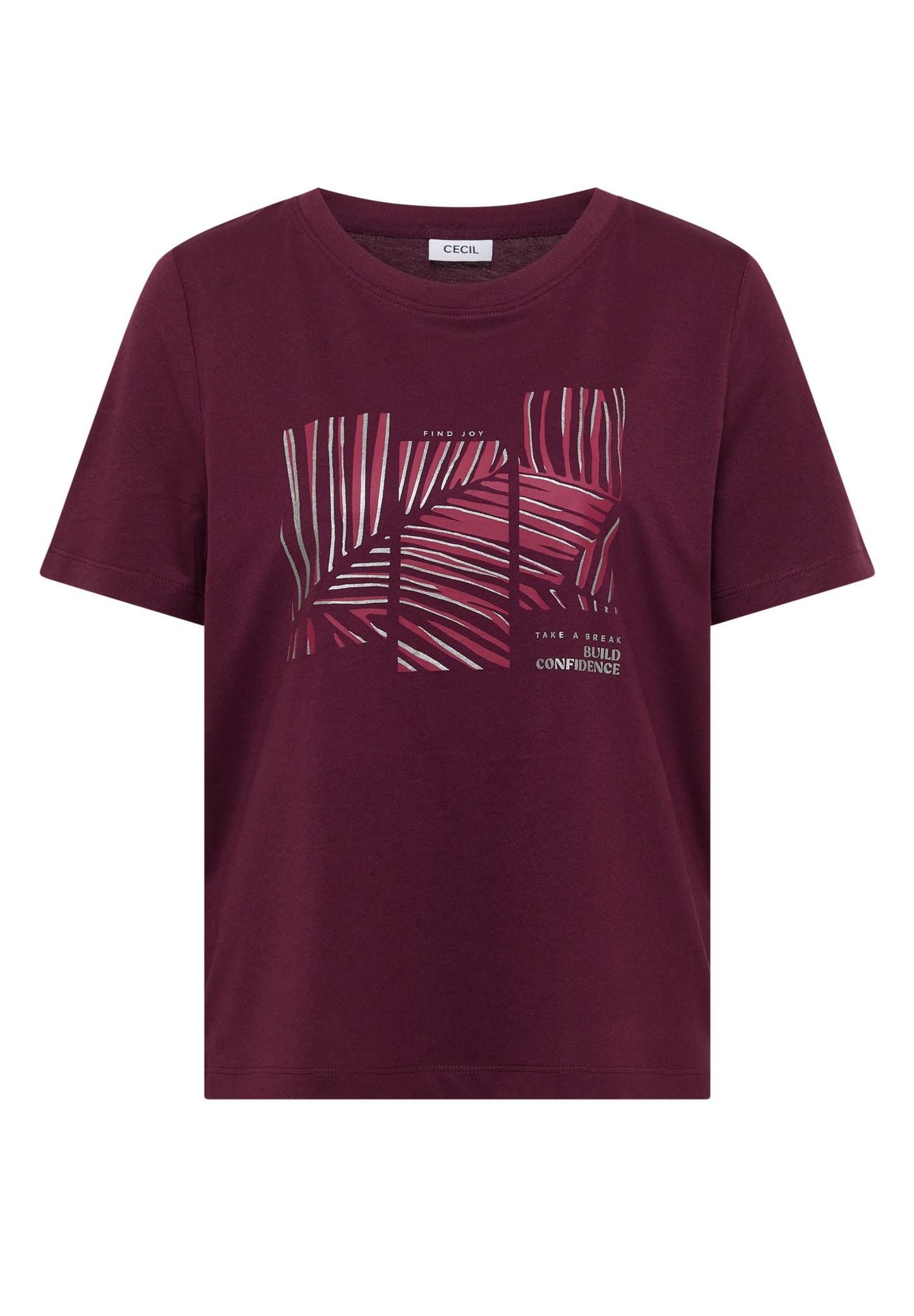 CECIL - T-Shirt mit Rundhals und Artwork - Farbe: sweet grape red
