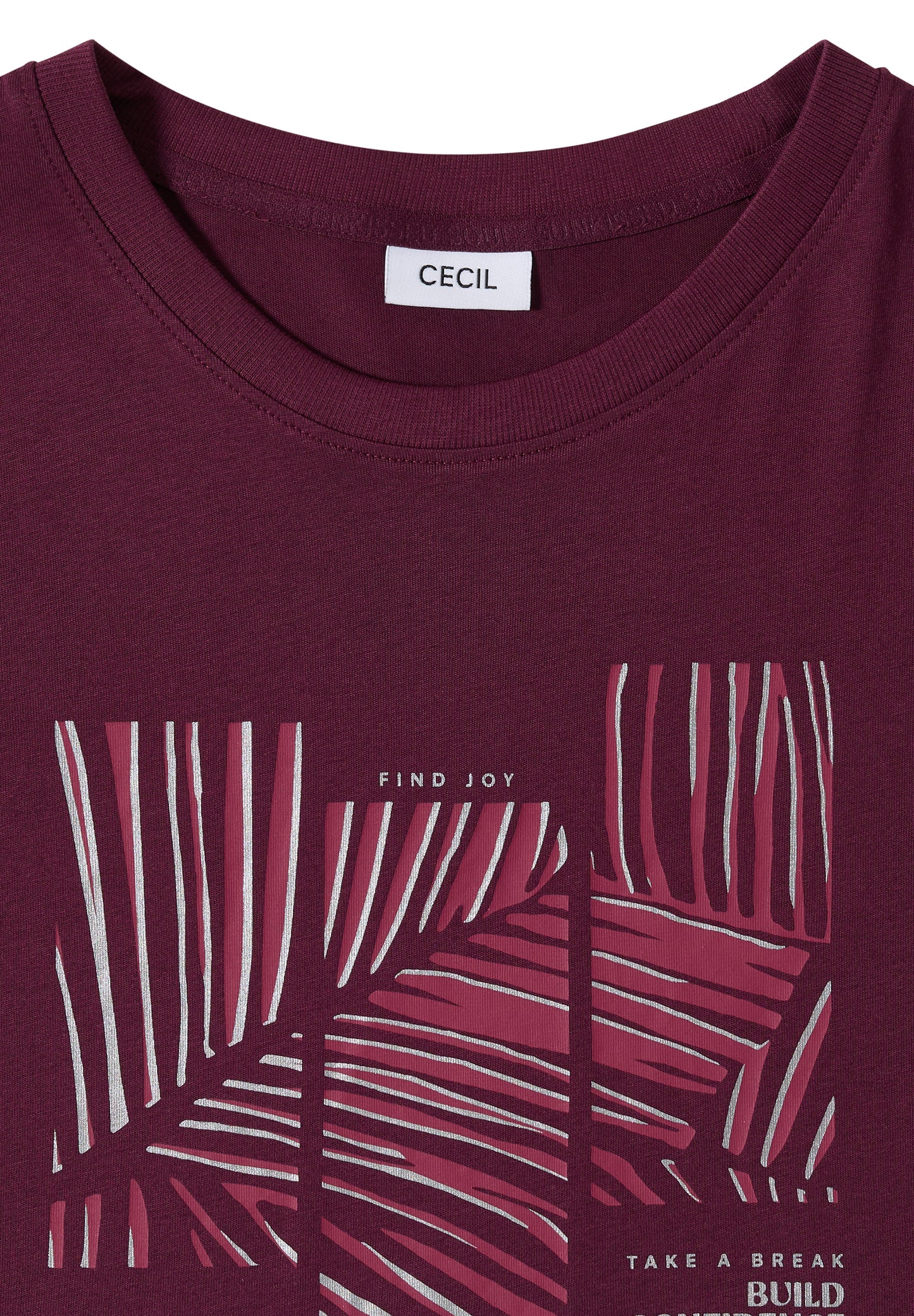 CECIL - T-Shirt mit Rundhals und Artwork - Farbe: sweet grape red