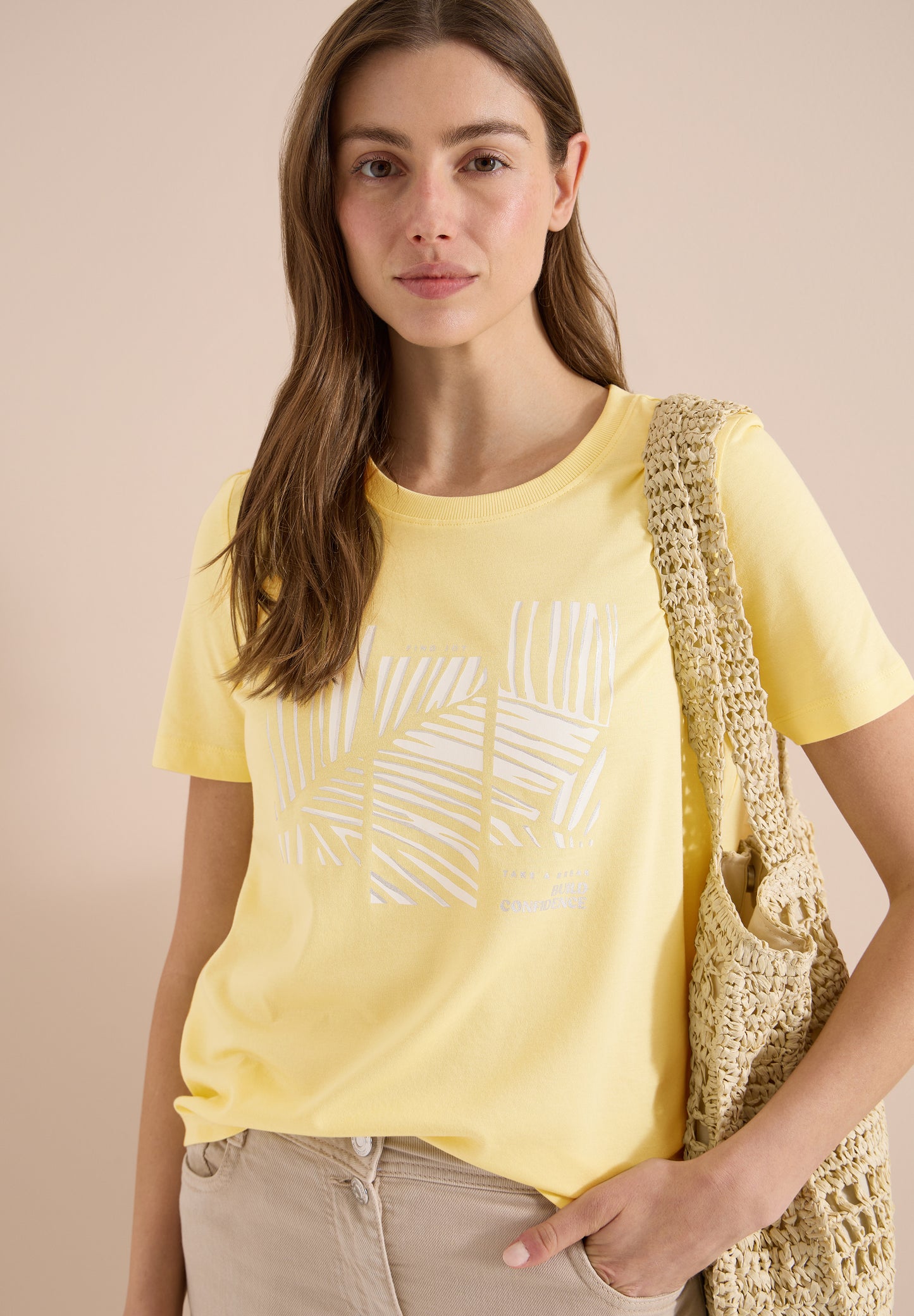 CECIL - T-Shirt mit Rundhals und Artwork - Farbe: buttermilk yellow