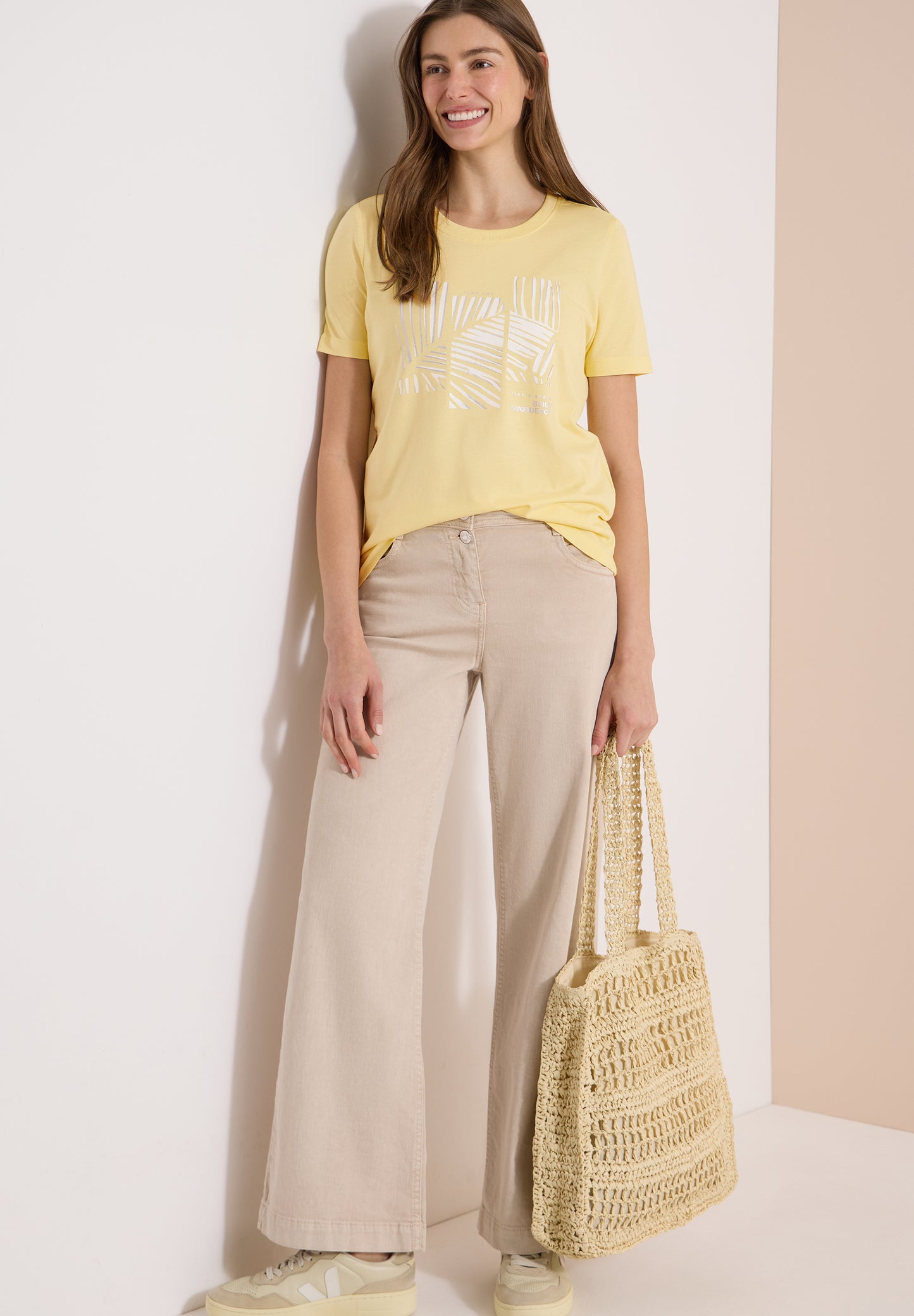 CECIL - T-Shirt mit Rundhals und Artwork - Farbe: buttermilk yellow