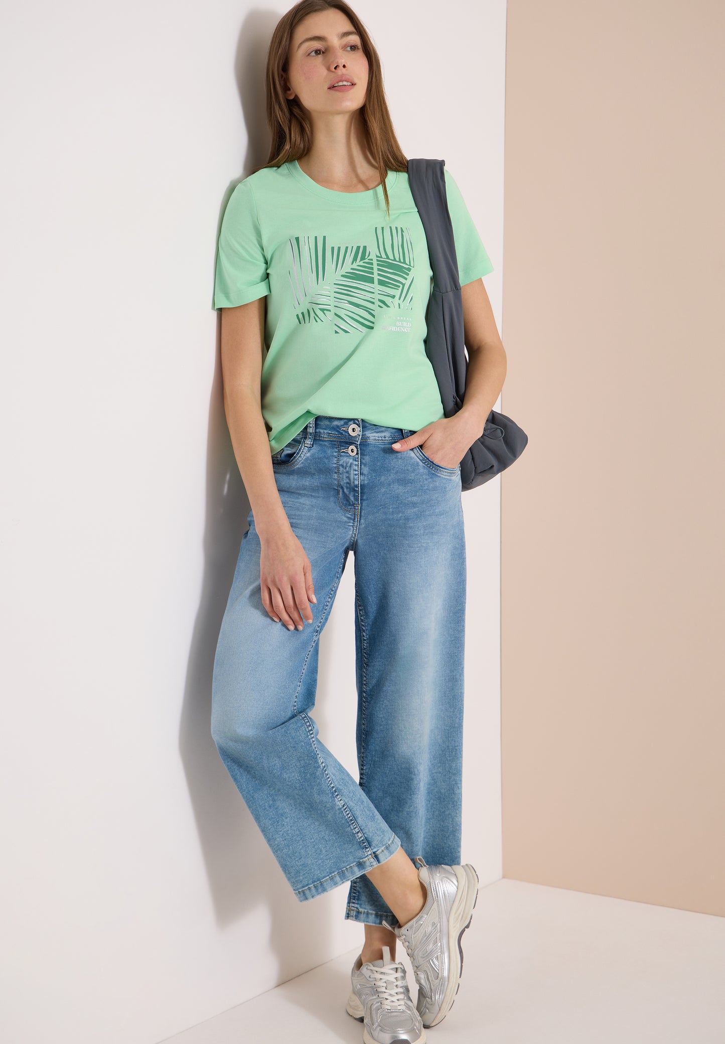 CECIL - T-Shirt mit Rundhals und Artwork - Farbe: juicy lime