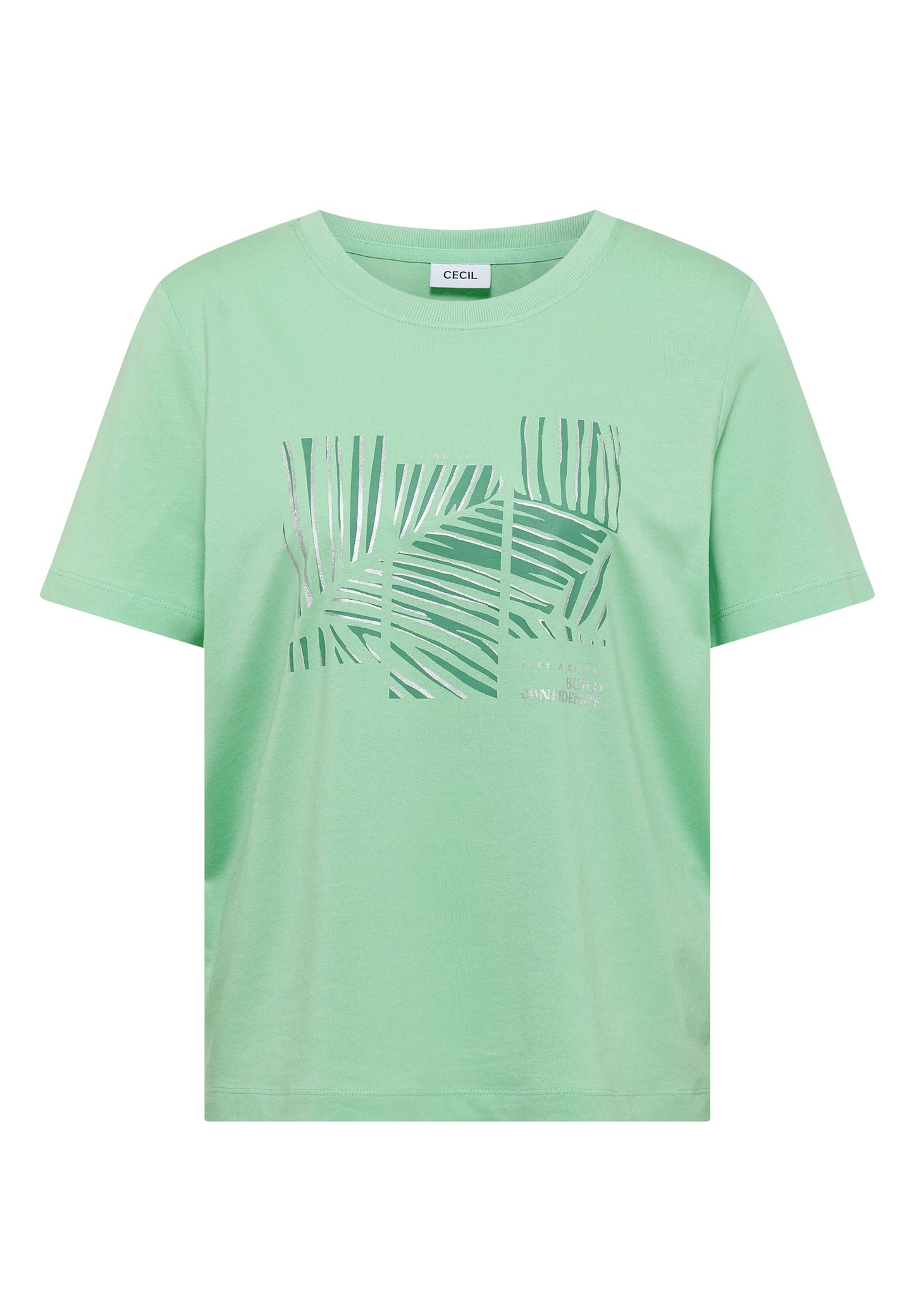CECIL - T-Shirt mit Rundhals und Artwork - Farbe: juicy lime