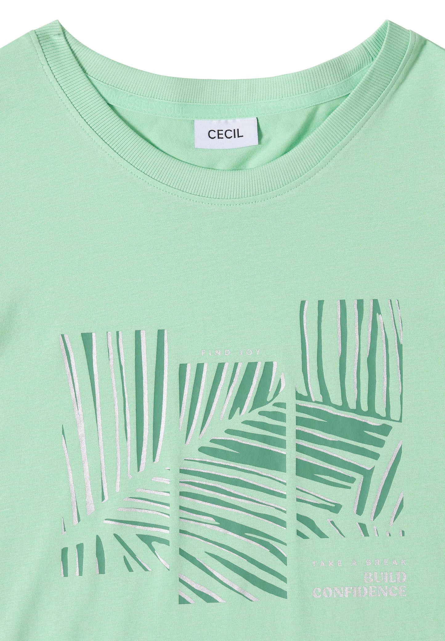 CECIL - T-Shirt mit Rundhals und Artwork - Farbe: juicy lime