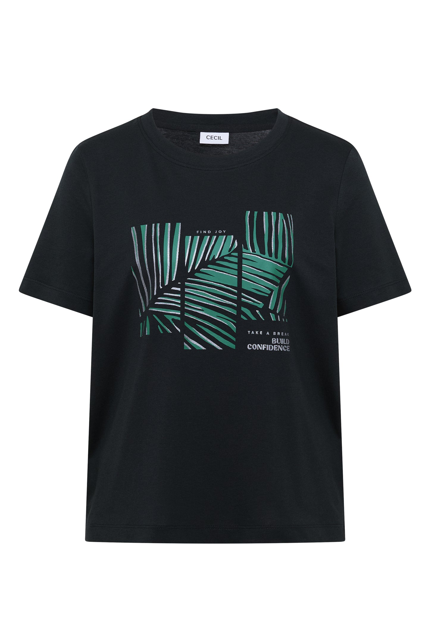 CECIL - T-Shirt mit Rundhals und Artwork - Farbe: palm breeze green