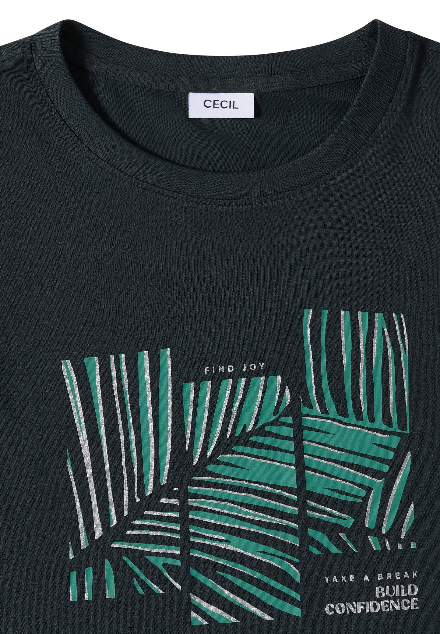 CECIL - T-Shirt mit Rundhals und Artwork - Farbe: palm breeze green