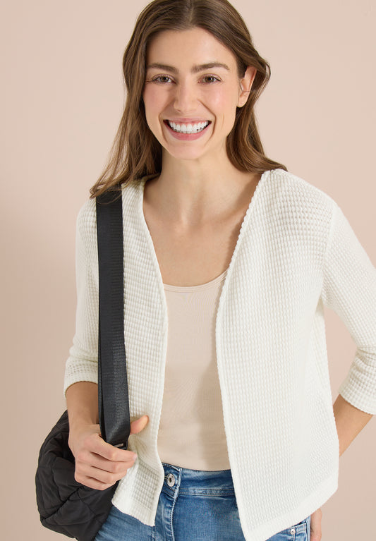 CECIL - Offene 3/4-Arm Jacke im Ajour-Look - Farbe: vanilla white