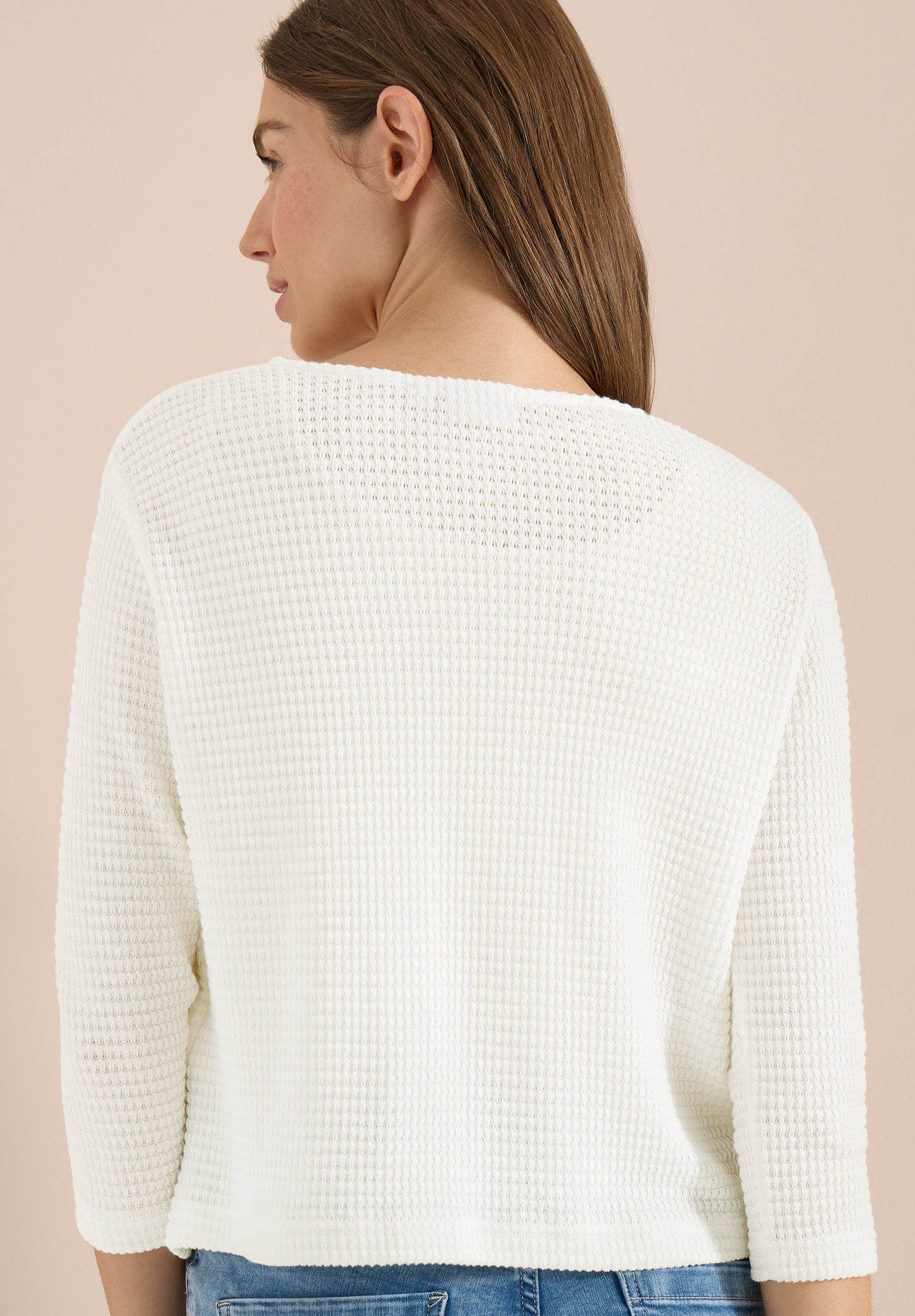 CECIL - Offene 3/4-Arm Jacke im Ajour-Look - Farbe: vanilla white