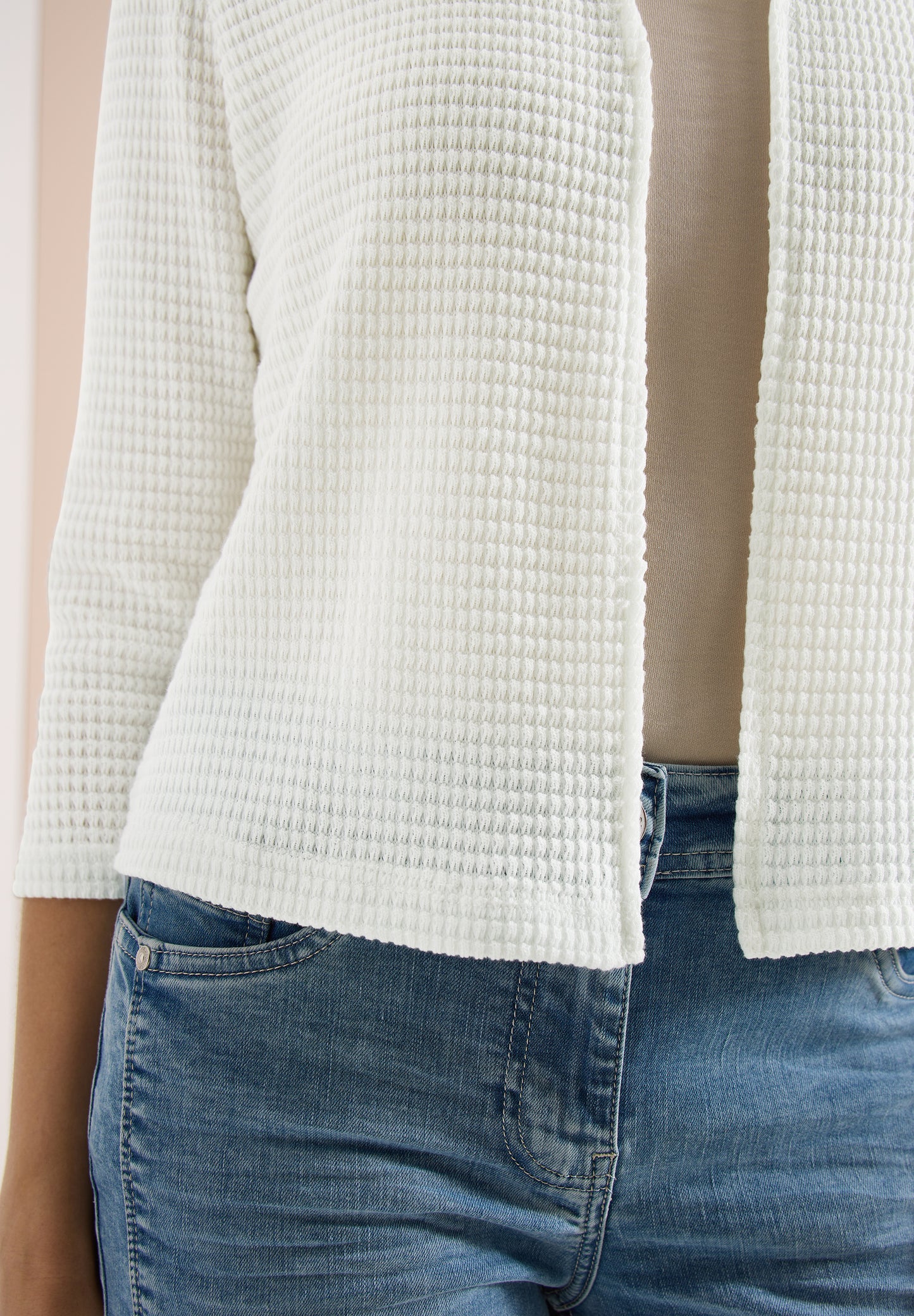CECIL - Offene 3/4-Arm Jacke im Ajour-Look - Farbe: vanilla white