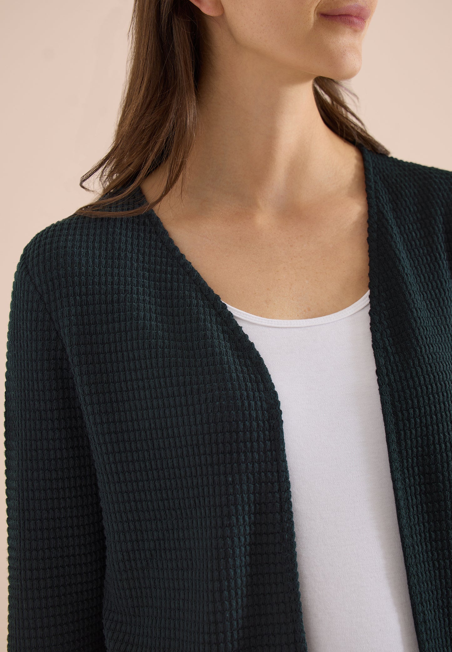CECIL - Offene 3/4-Arm Jacke im Ajour-Look - Farbe: palm breeze green