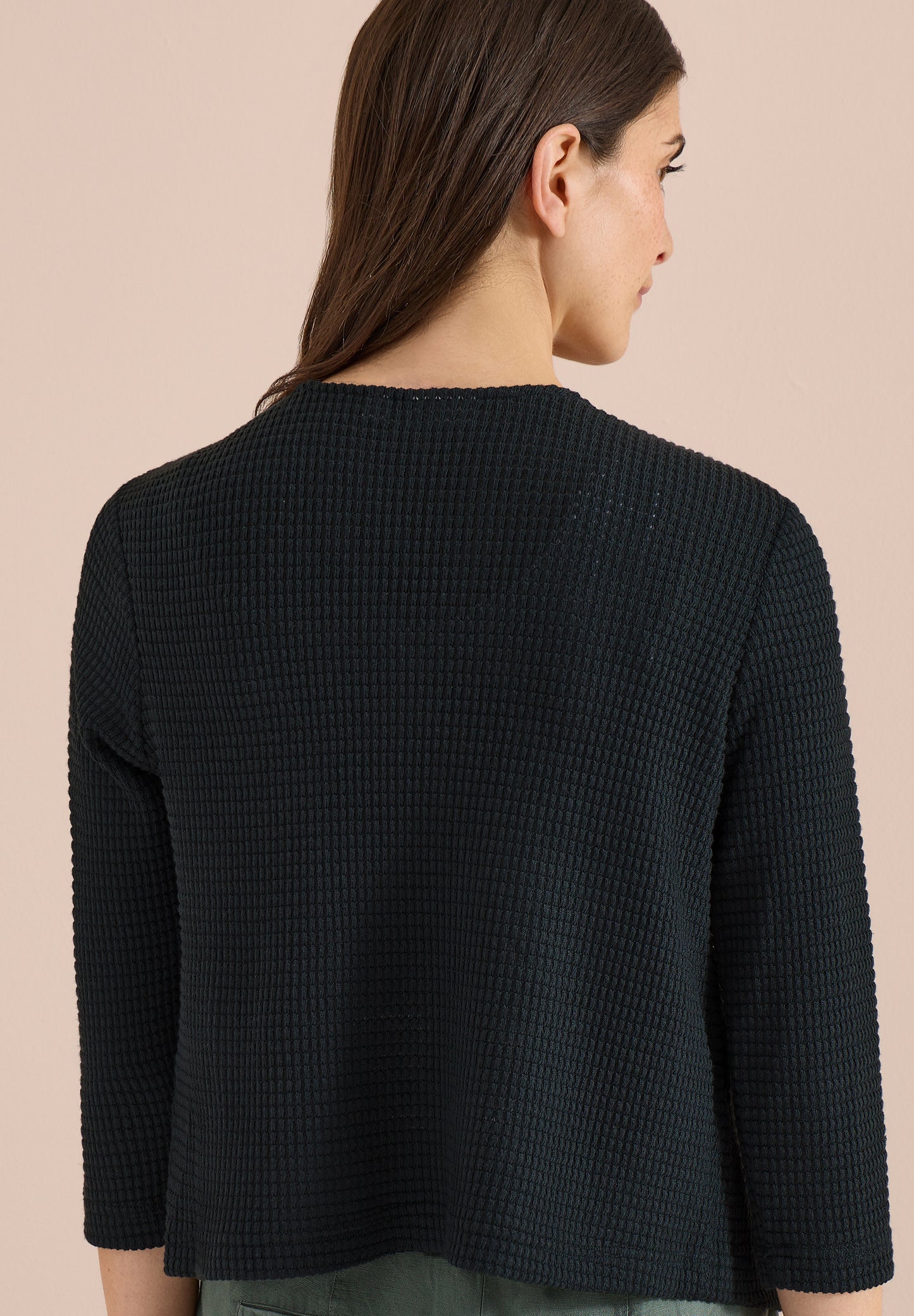 CECIL - Offene 3/4-Arm Jacke im Ajour-Look - Farbe: palm breeze green