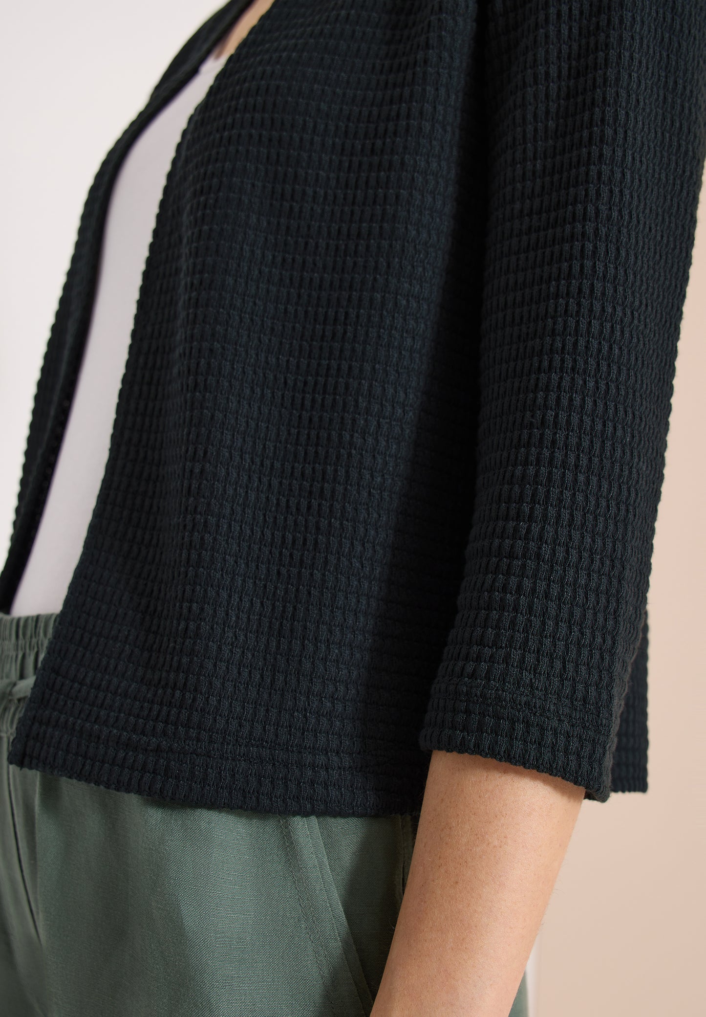 CECIL - Offene 3/4-Arm Jacke im Ajour-Look - Farbe: palm breeze green