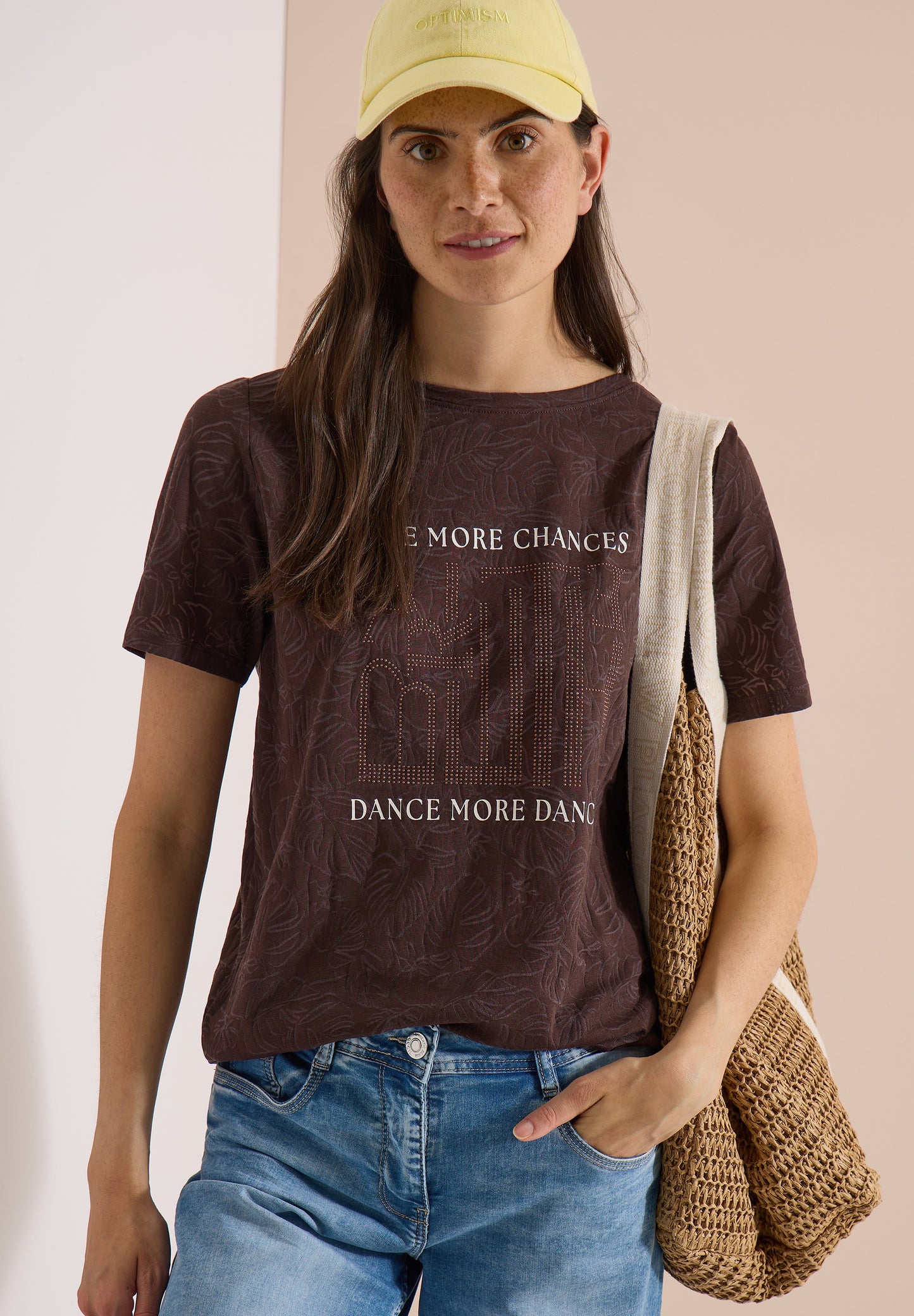 CECIL - T-Shirt in Ausbrenner-Optik - Farbe: brown cacao