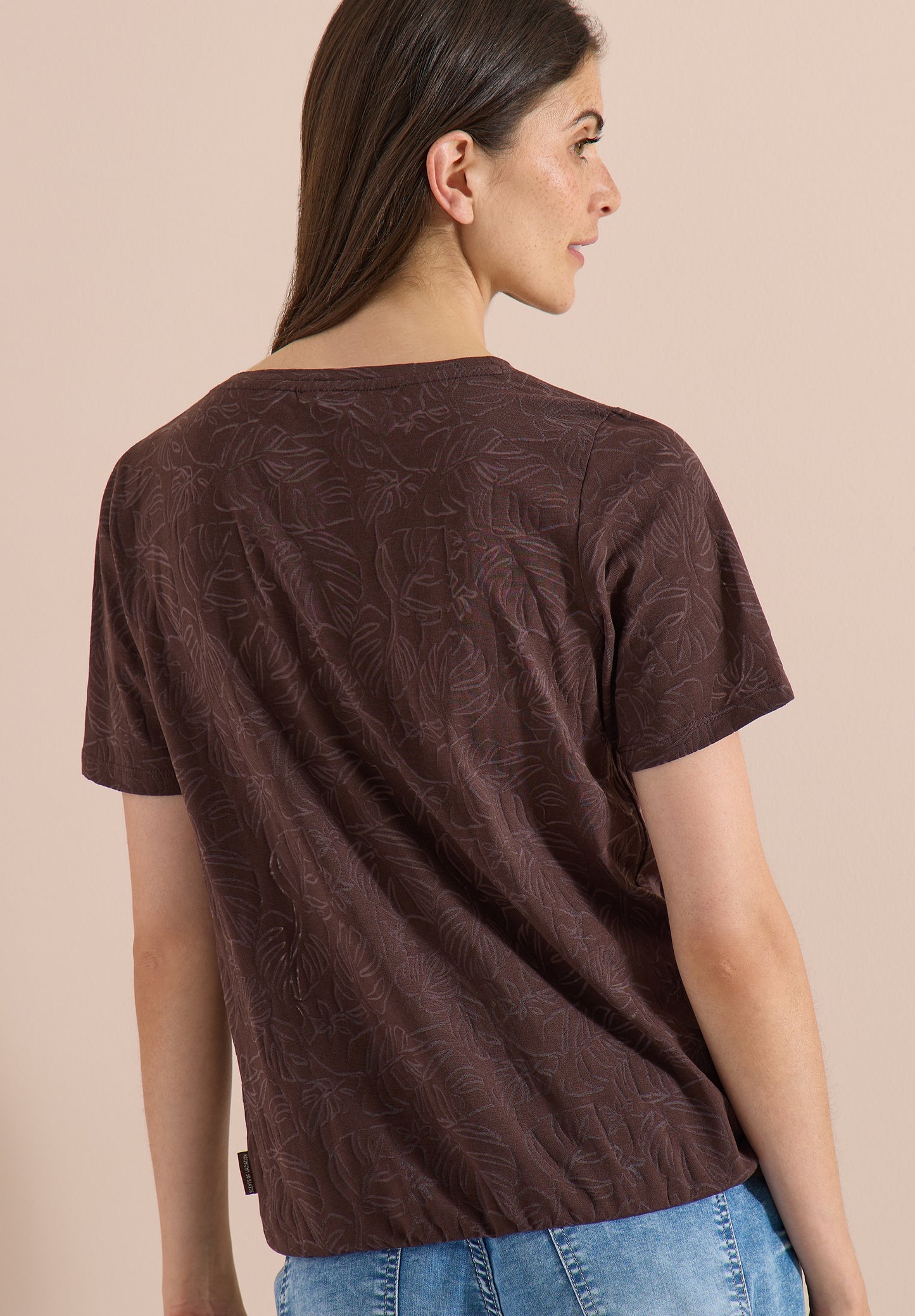CECIL - T-Shirt in Ausbrenner-Optik - Farbe: brown cacao