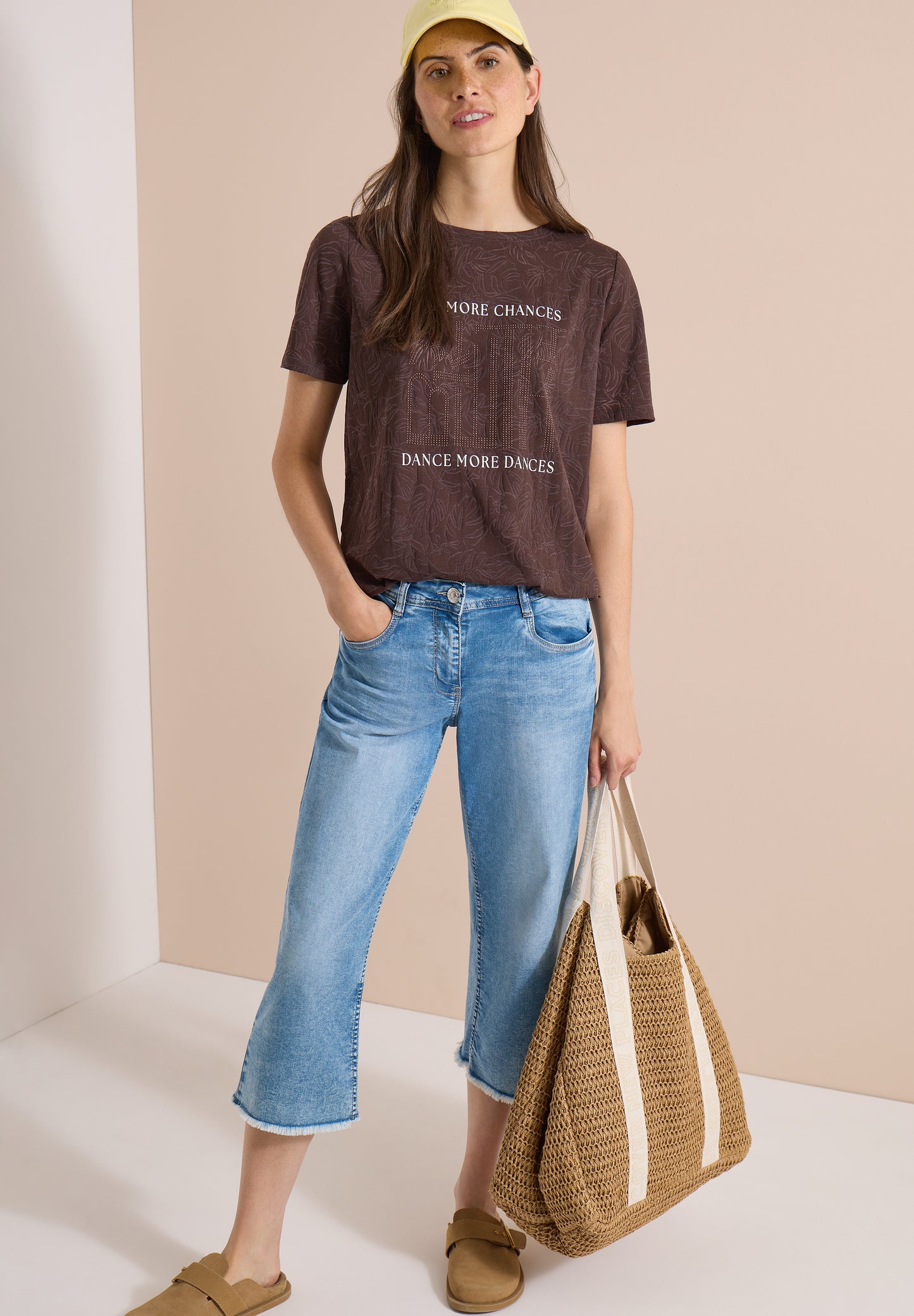 CECIL - T-Shirt in Ausbrenner-Optik - Farbe: brown cacao