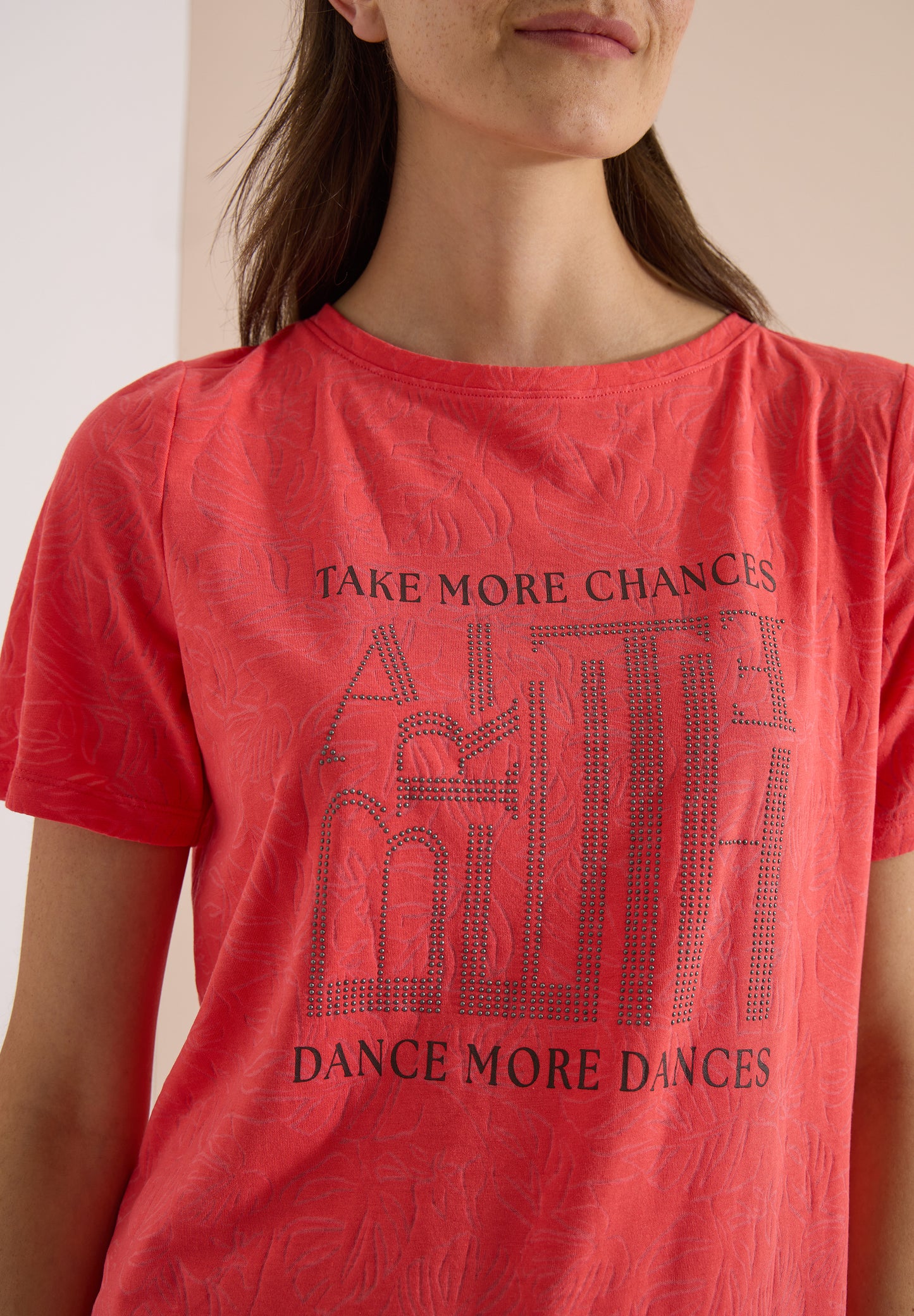 CECIL - T-Shirt in Ausbrenner-Optik - Farbe: coral