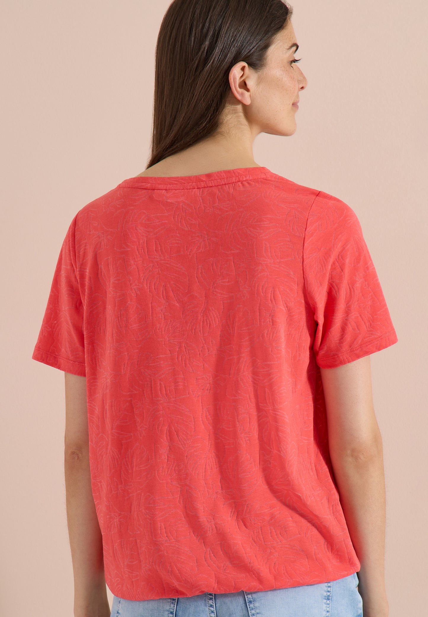 CECIL - T-Shirt in Ausbrenner-Optik - Farbe: coral