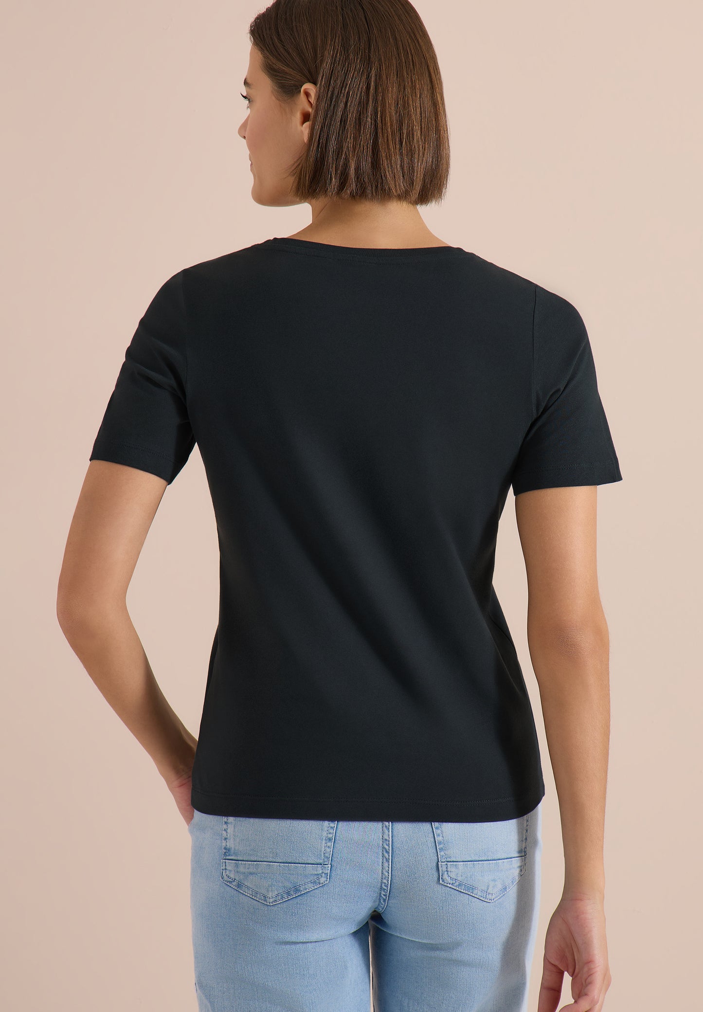 CECIL - T-Shirt mit Boat Neck und Wording Artwork - Farbe: palm breeze green