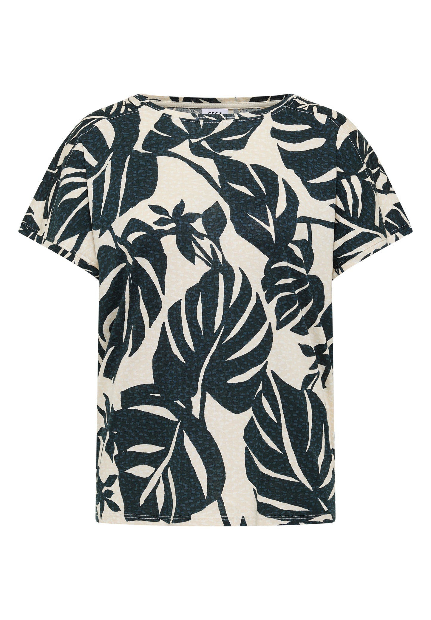 CECIL - T-Shirt mit U-Boot-Ausschnitt und Print - Farbe: palm breeze green