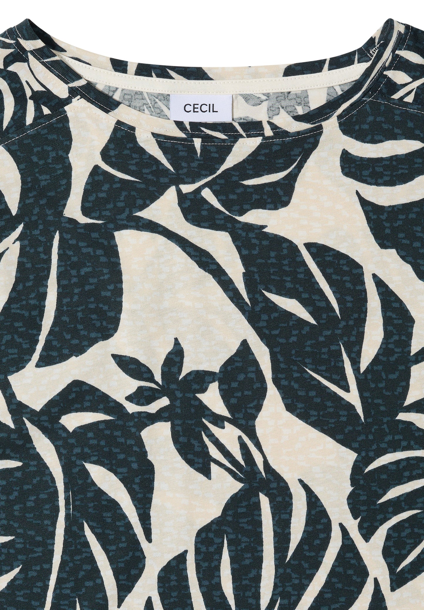 CECIL - T-Shirt mit U-Boot-Ausschnitt und Print - Farbe: palm breeze green