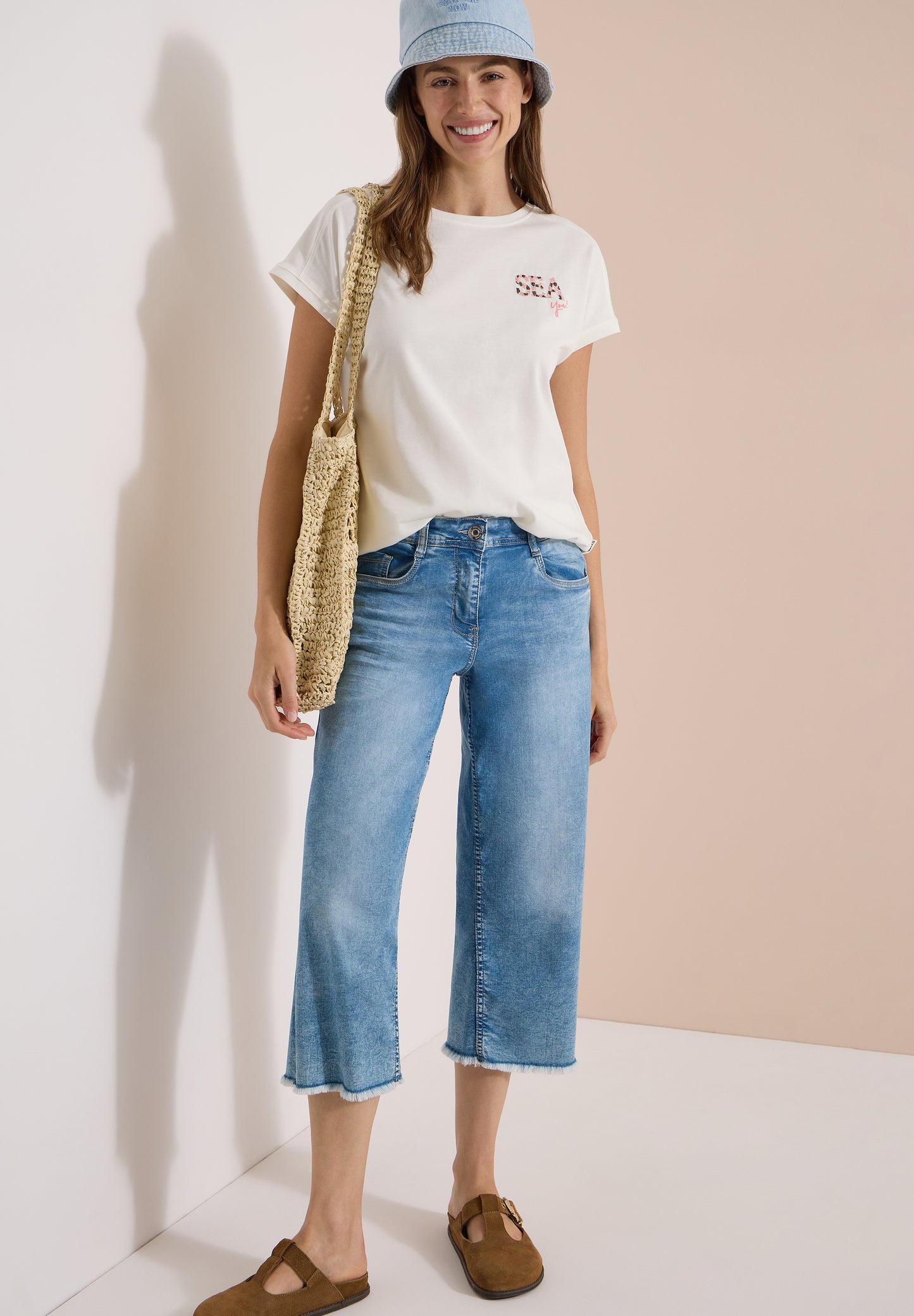 CECIL - T-Shirt mit Rundhals und Embroidery - Farbe: vanilla white