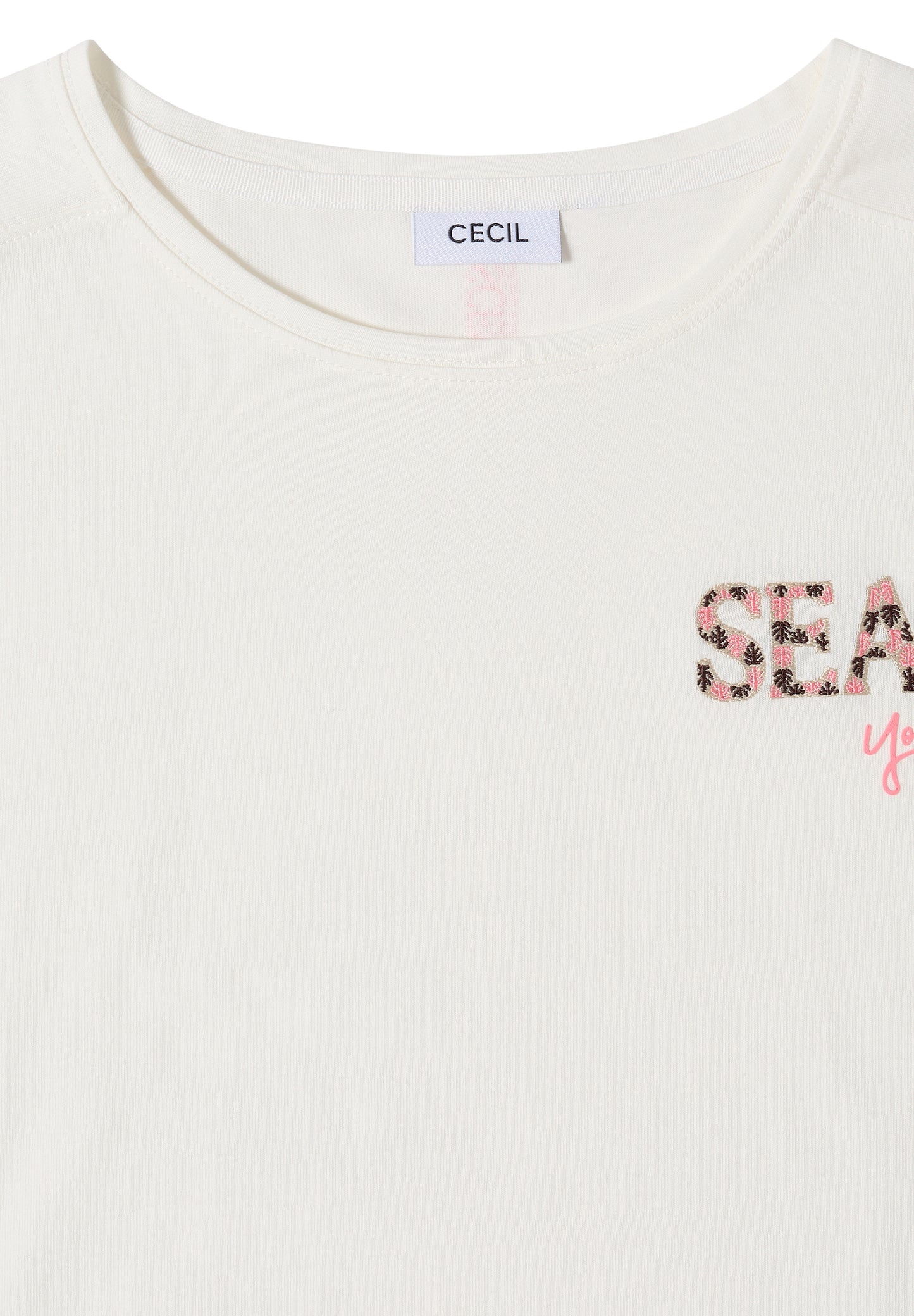 CECIL - T-Shirt mit Rundhals und Embroidery - Farbe: vanilla white