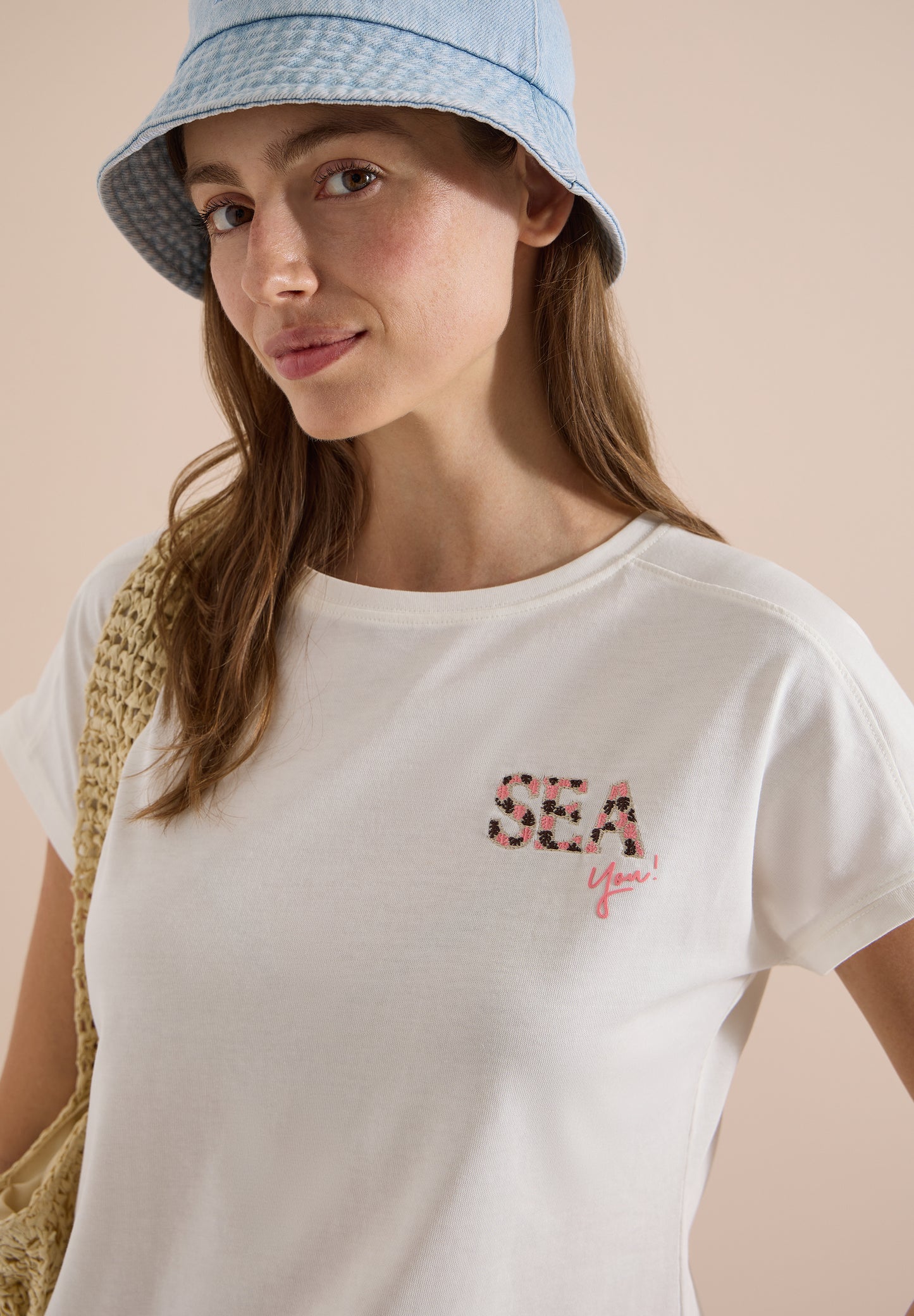 CECIL - T-Shirt mit Rundhals und Embroidery - Farbe: vanilla white