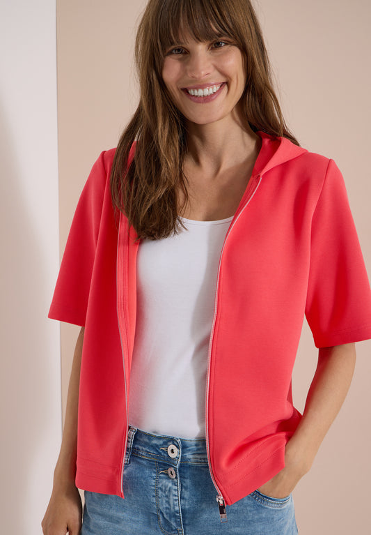 CECIL - Kapuzenjacke mit seitlichen Tunnelzüen - Farbe: coral
