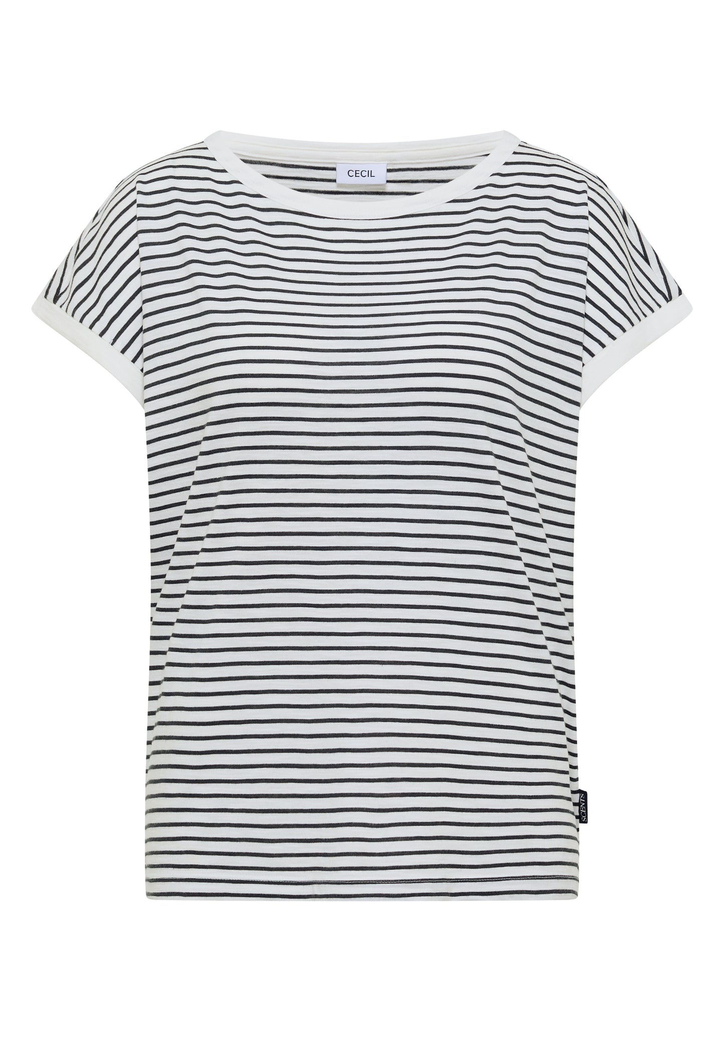 CECIL - T-Shirt mit Boat Neck und Streifen - Farbe: palm breeze green