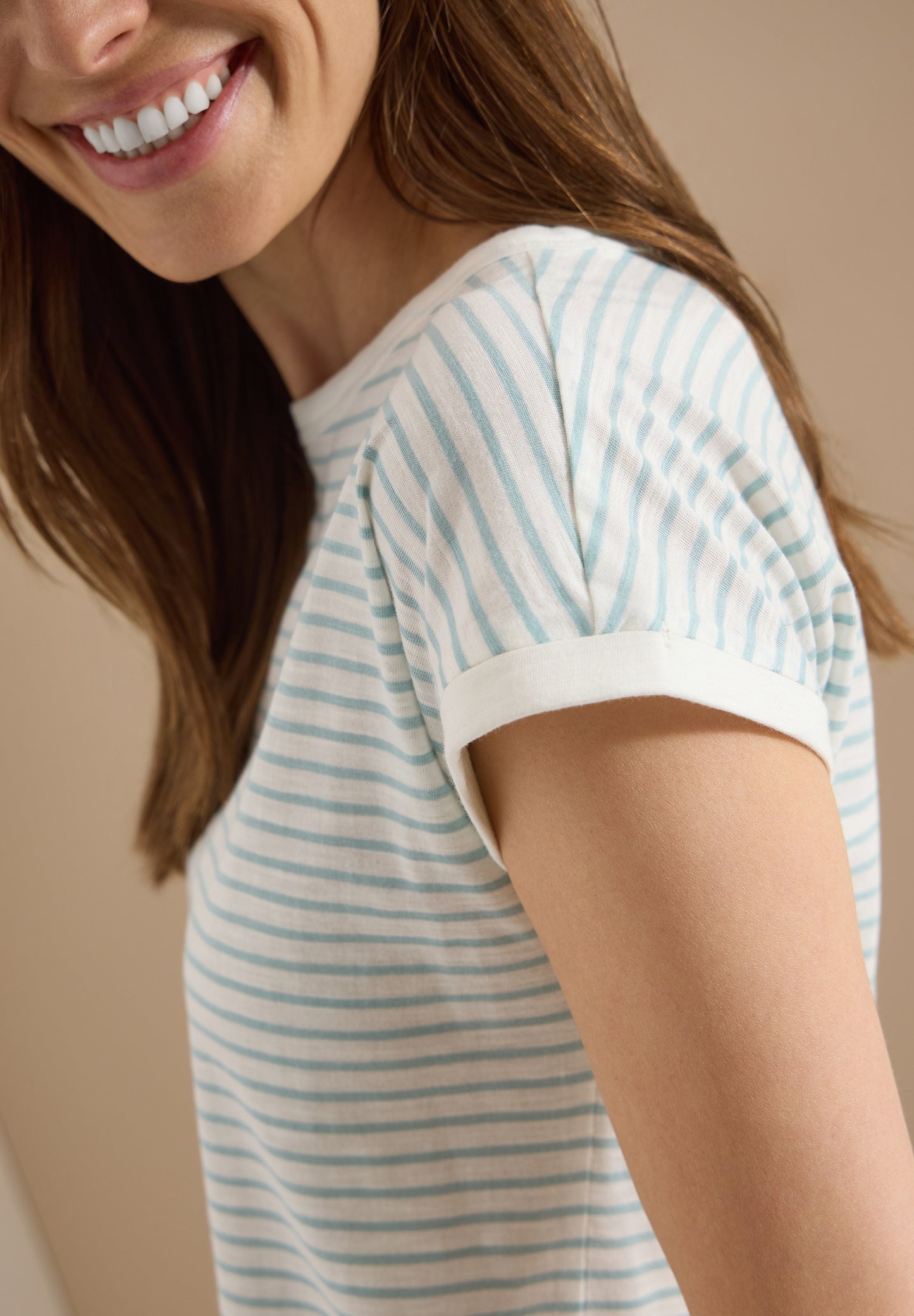 CECIL - T-Shirt mit Boat Neck und Streifen - Farbe: crystal mint
