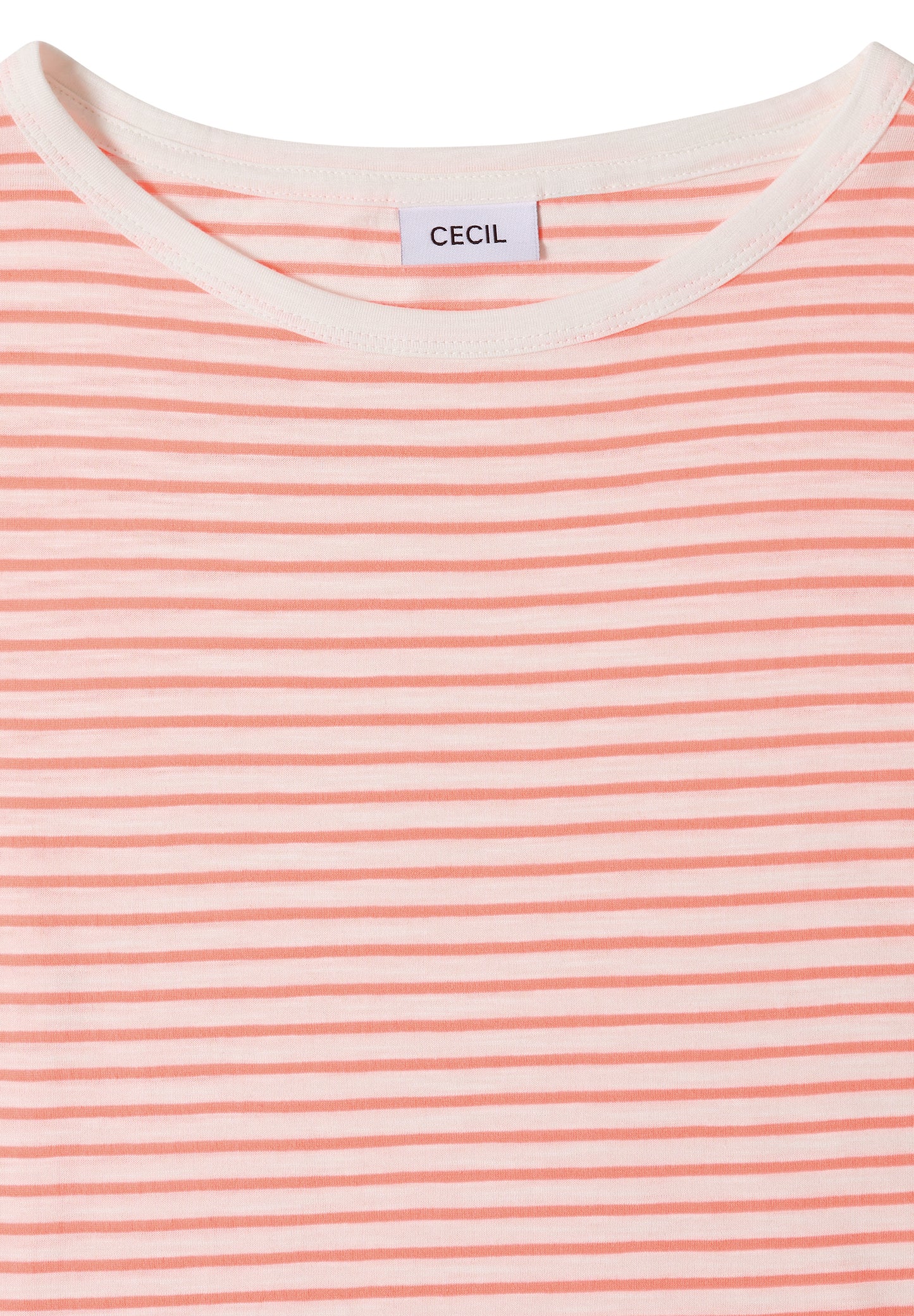 CECIL - T-Shirt mit Boat Neck und Streifen - Farbe: coral