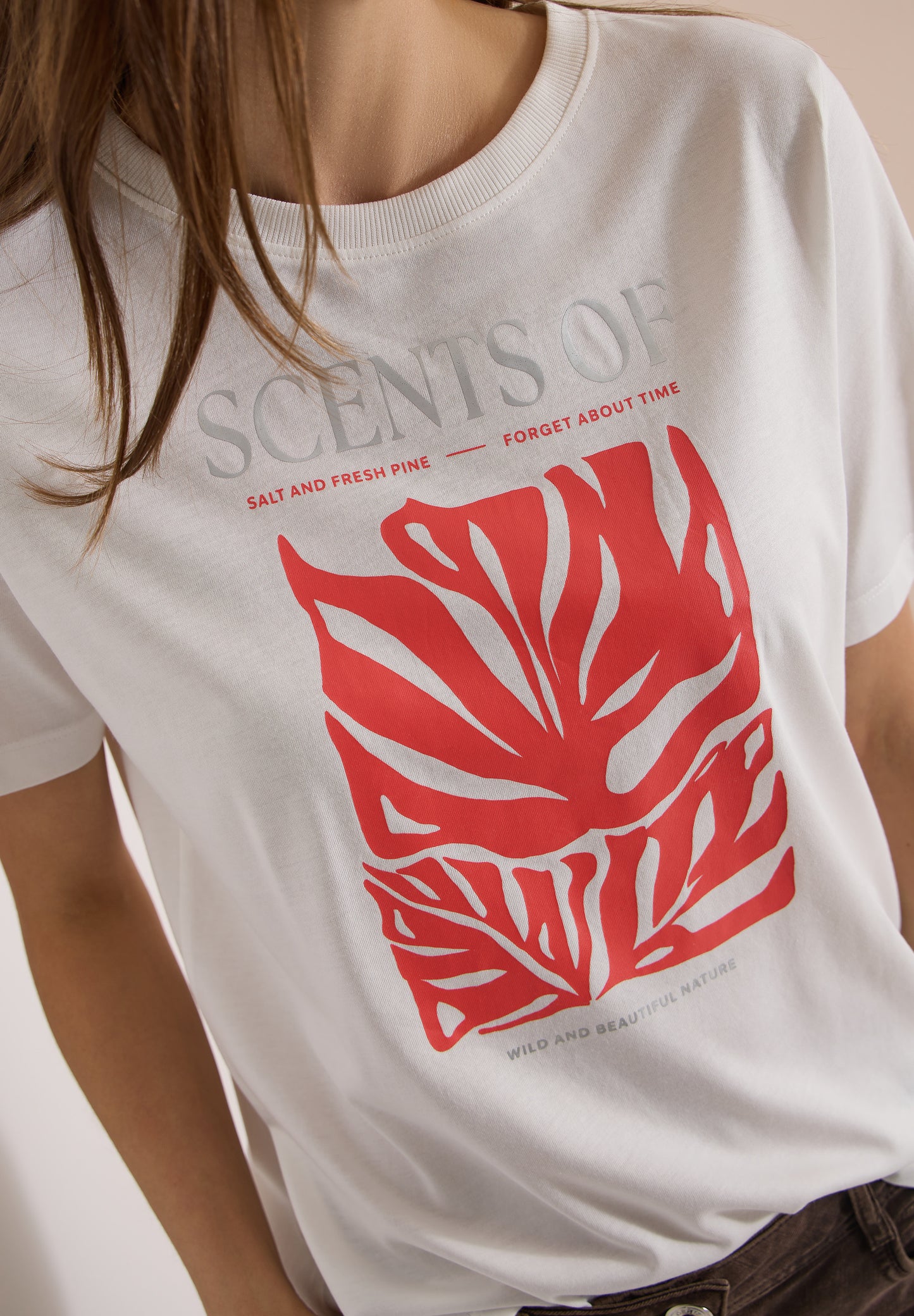 CECIL - T-Shirt mit Rundhals und Frontprint - Farbe: vanilla white