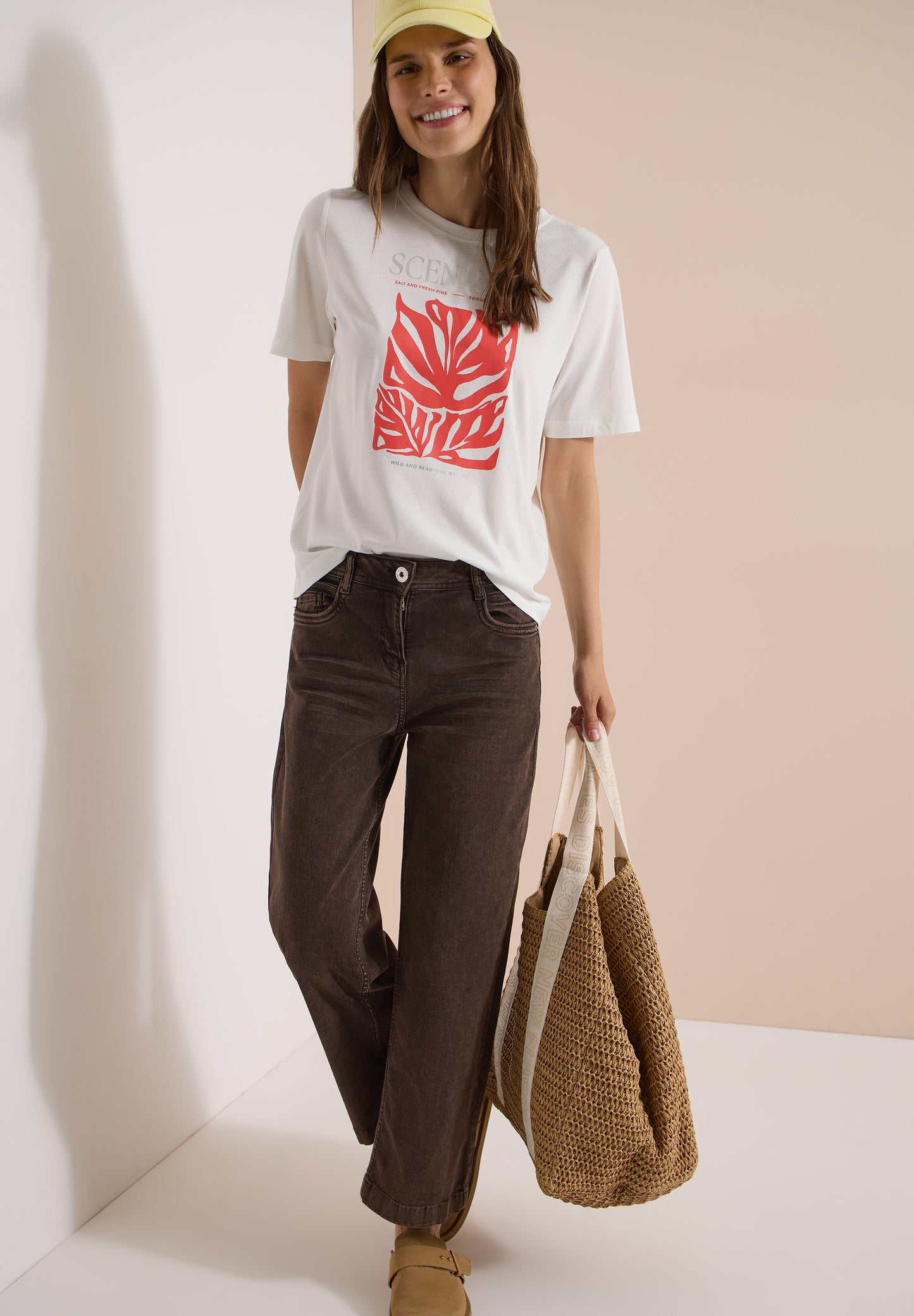 CECIL - T-Shirt mit Rundhals und Frontprint - Farbe: vanilla white