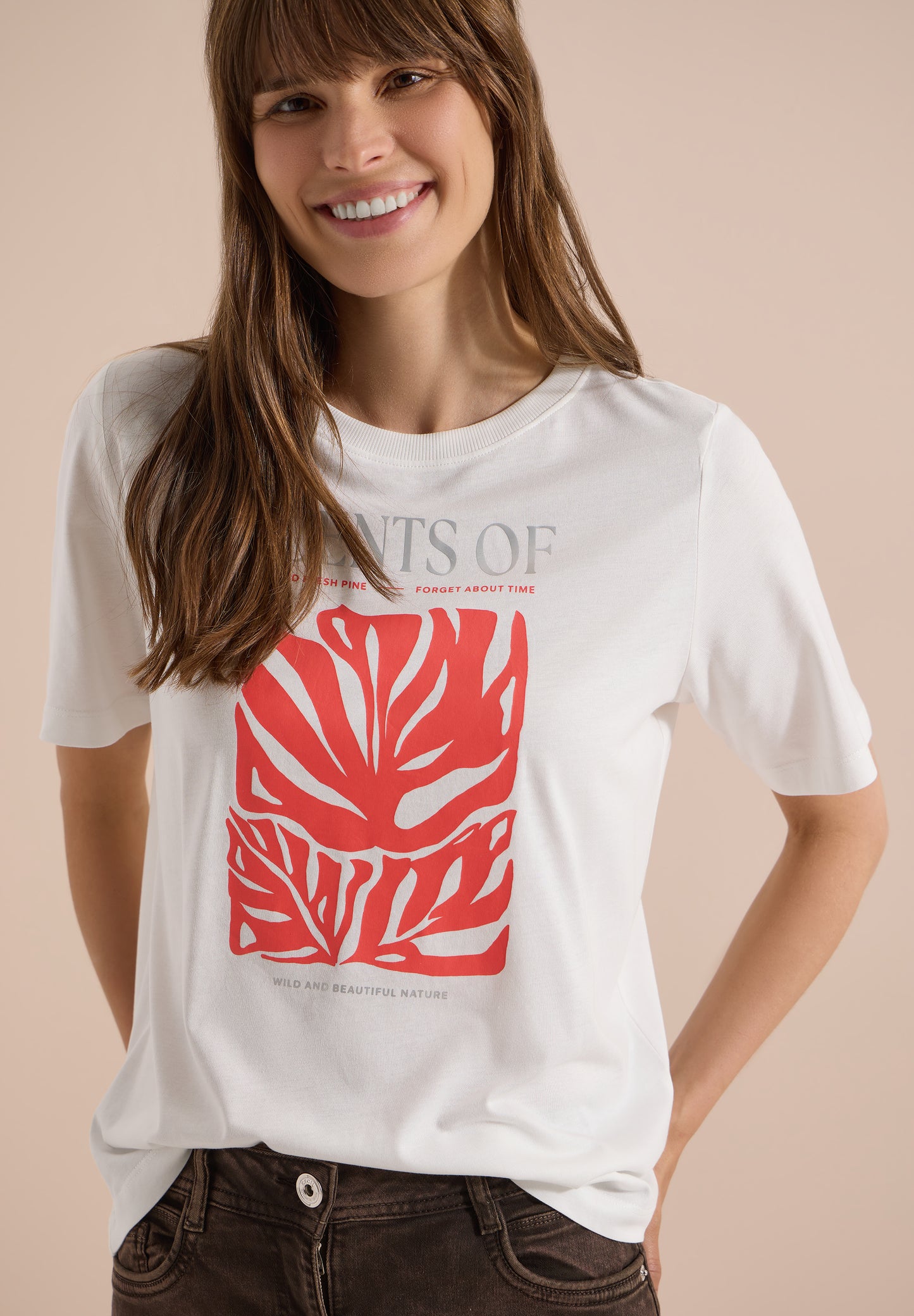 CECIL - T-Shirt mit Rundhals und Frontprint - Farbe: vanilla white