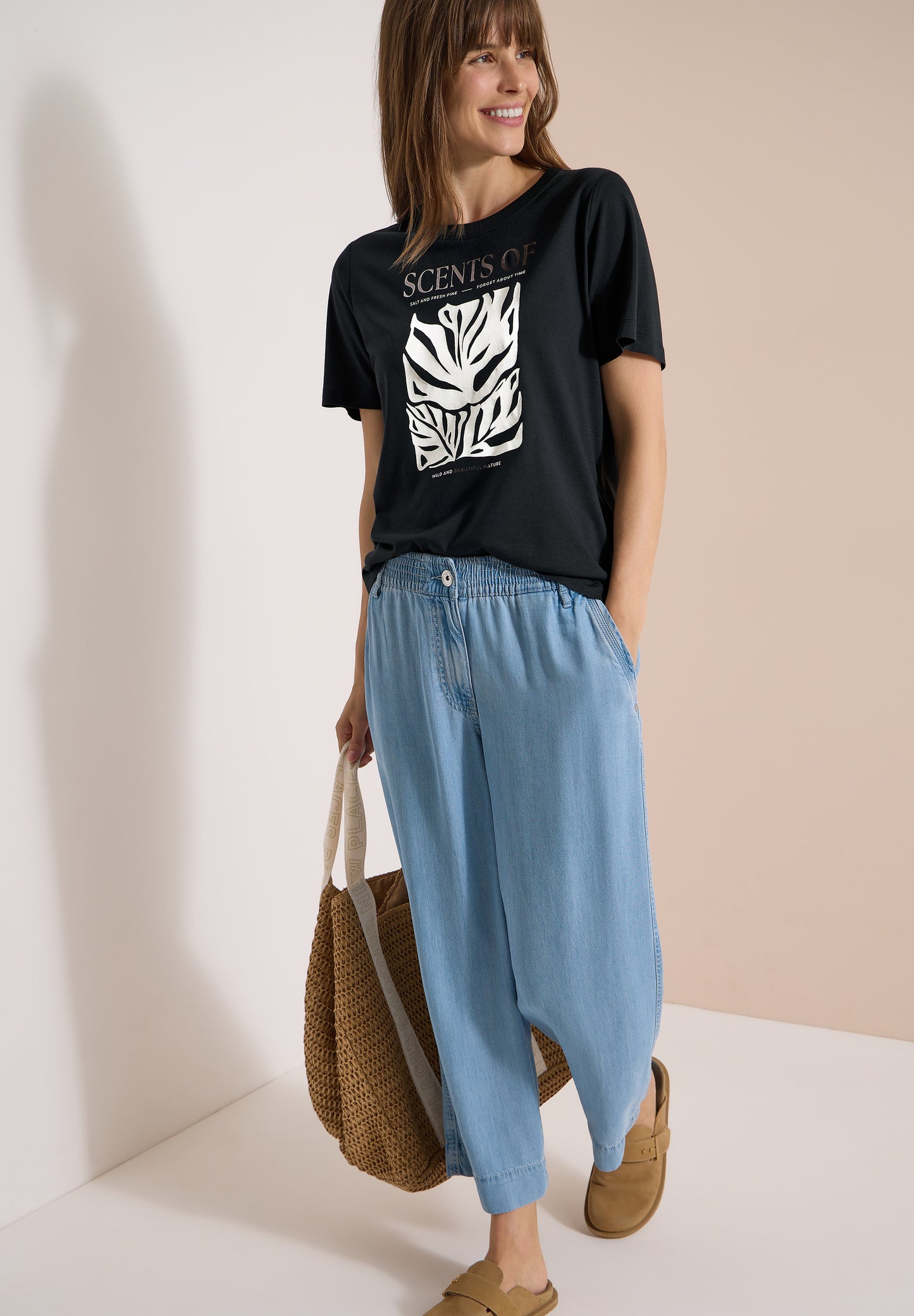 CECIL - T-Shirt mit Rundhals und Frontprint - Farbe: palm breeze green