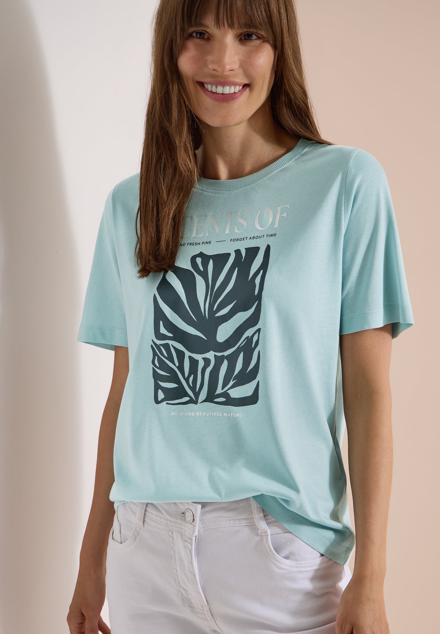 CECIL - T-Shirt mit Rundhals und Frontprint - Farbe: crystal mint