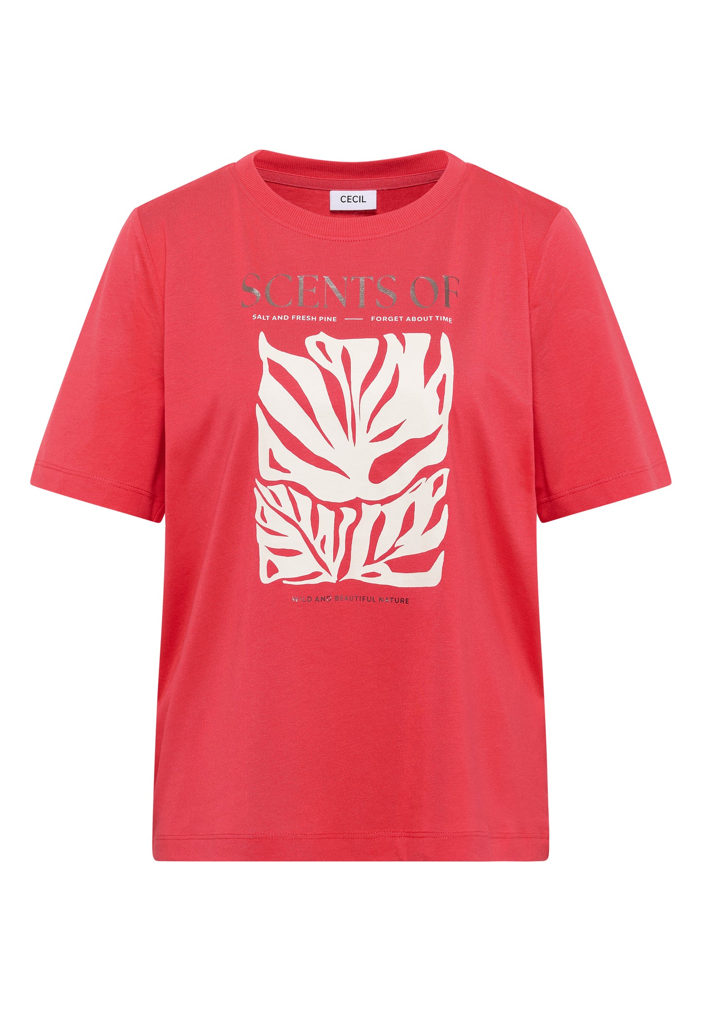 CECIL - T-Shirt mit Rundhals und Frontprint - Farbe: coral