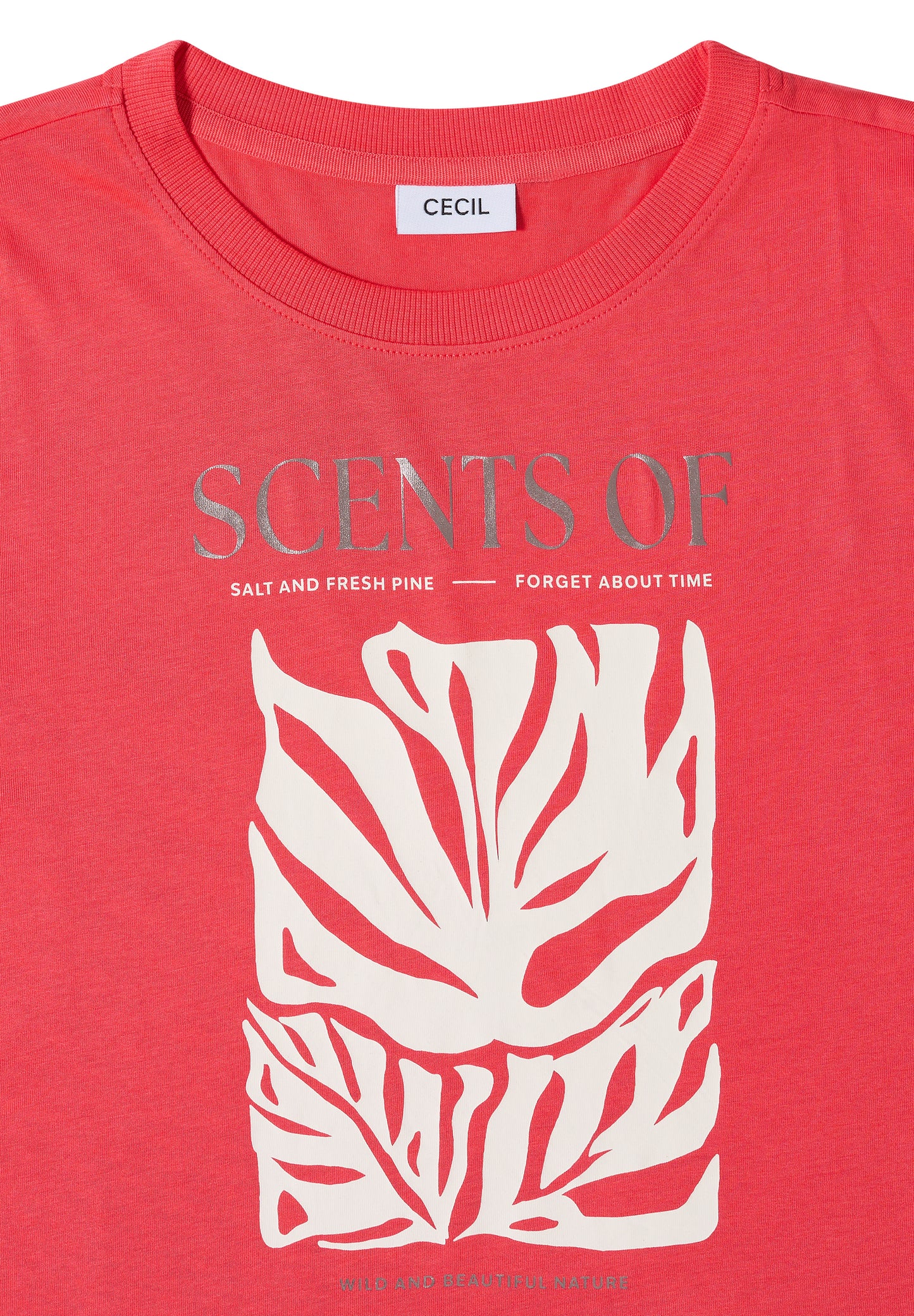 CECIL - T-Shirt mit Rundhals und Frontprint - Farbe: coral