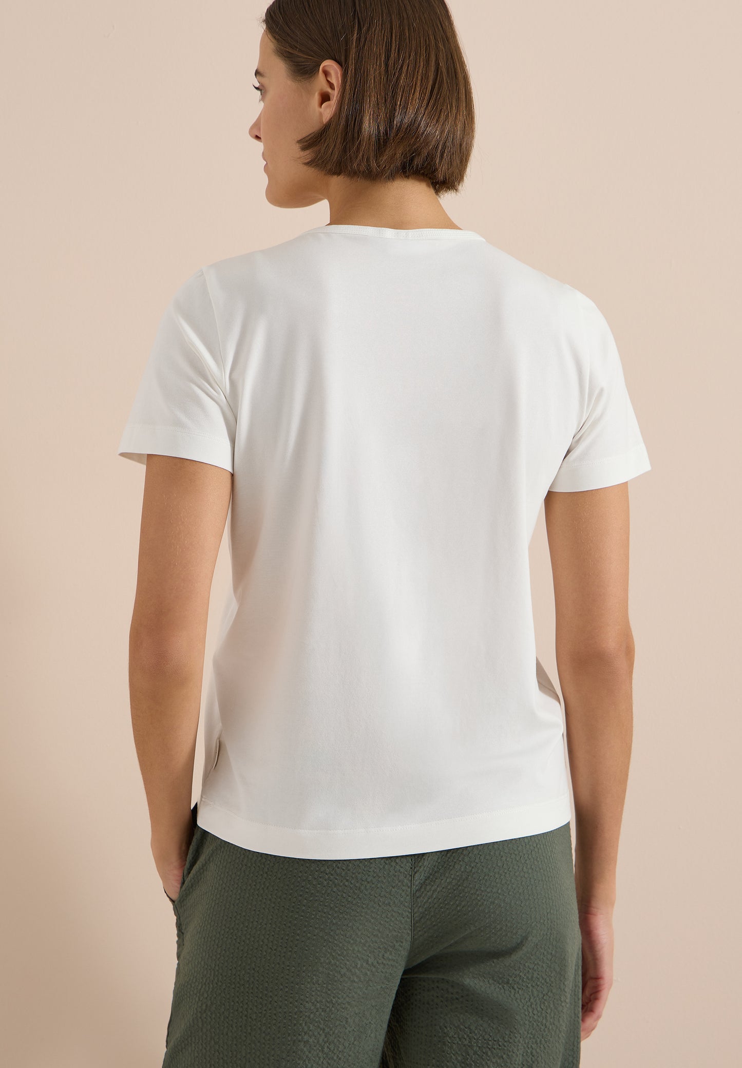 CECIL - T-Shirt mit Rundhals und Glitzer-Wording - Farbe: vanilla white
